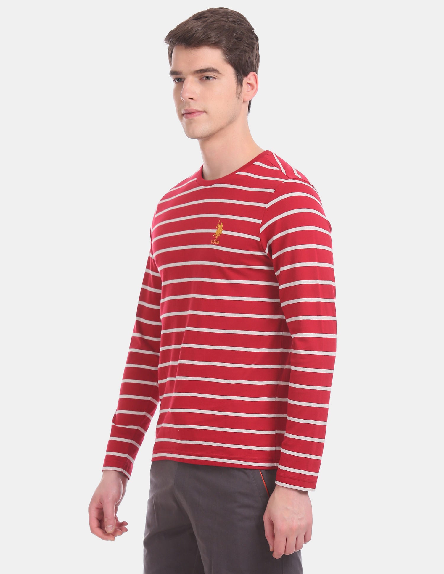 Comfort Fit Stripe Cotton I689 Lounge T-Shirt - Pack Of 1 Red - U.S. POLO ASSN. | Large