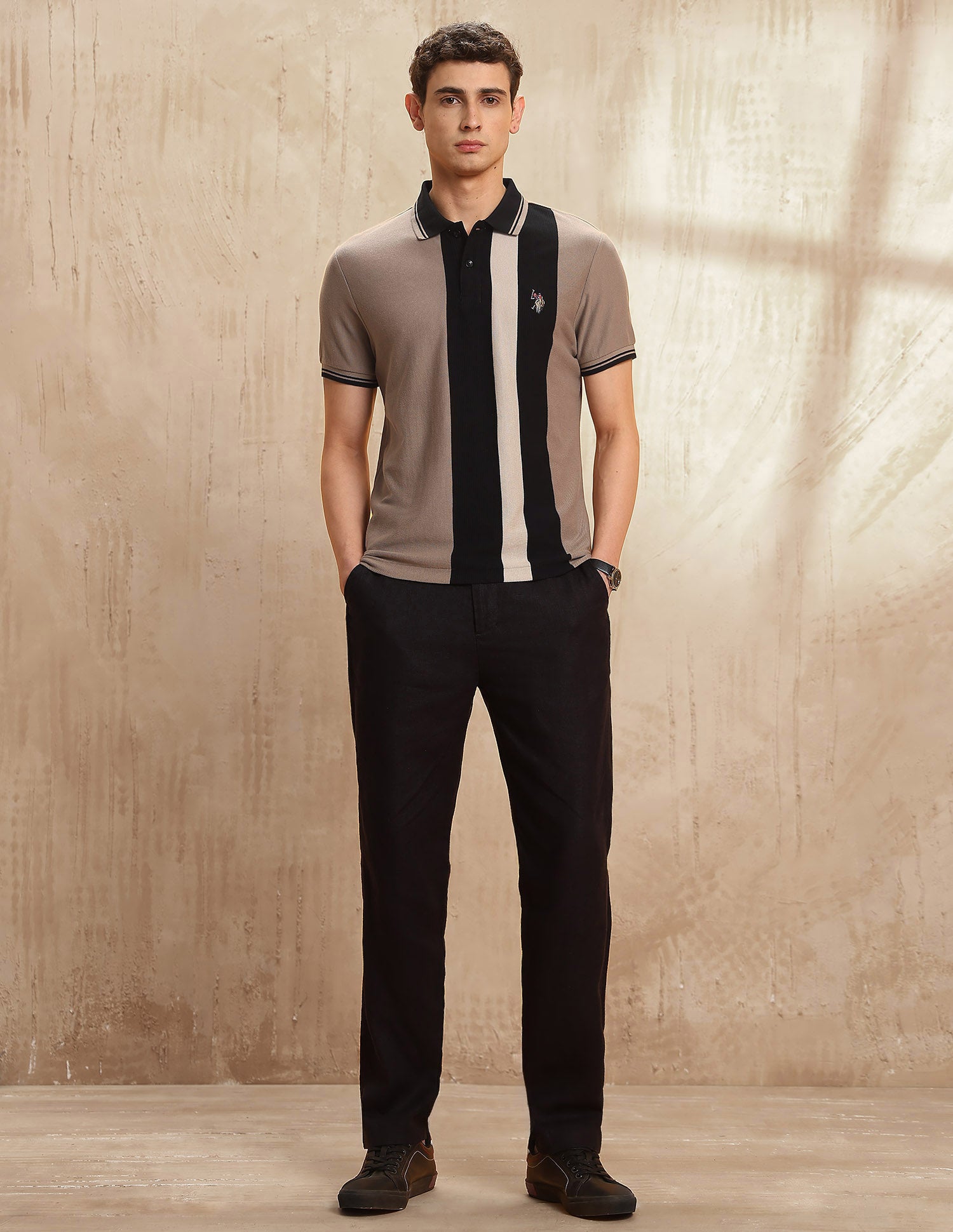 Colourblocked Legend Of Horseshoe Polo Shirt Beige - U.S. POLO ASSN. | Large