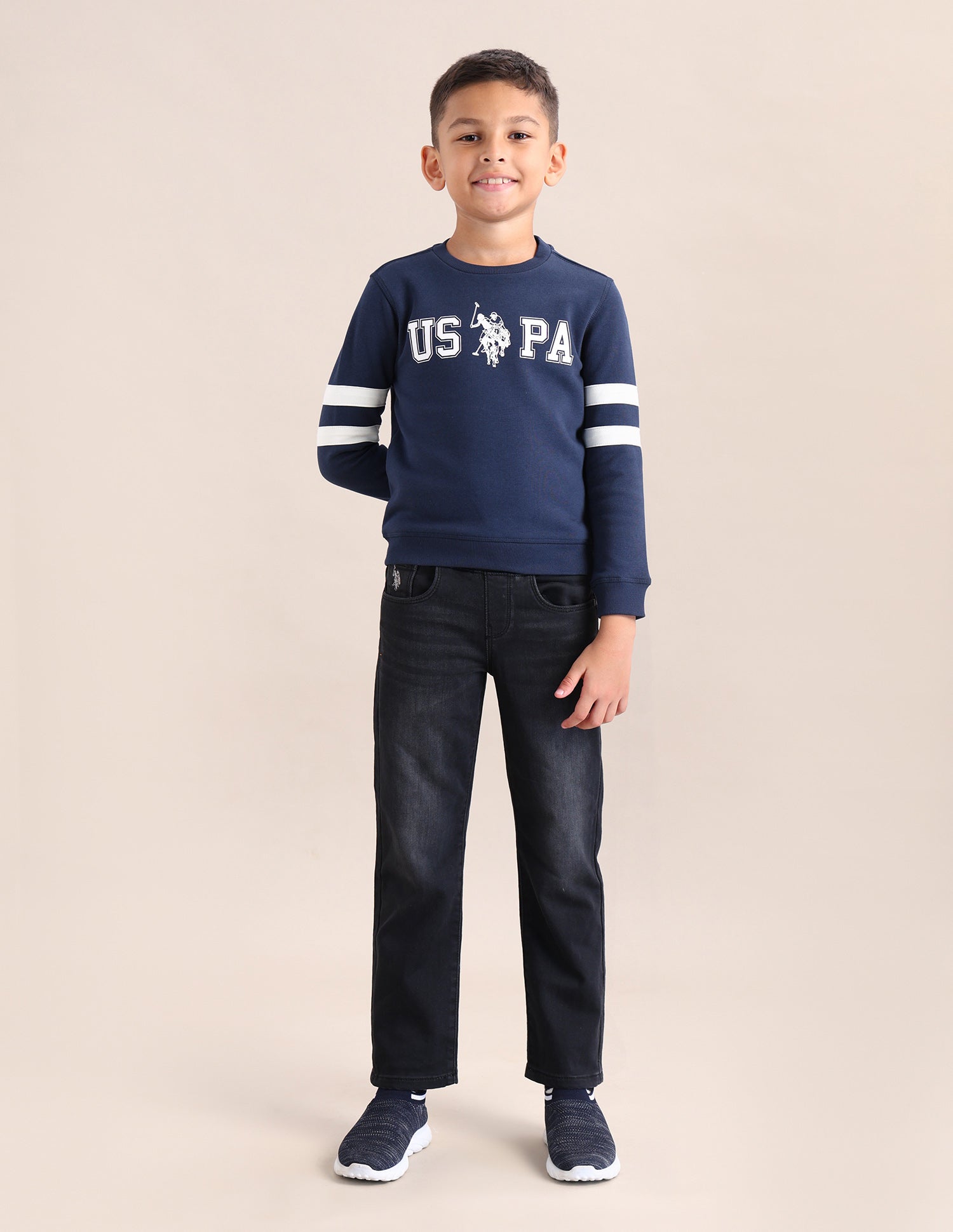 Boys Brand Printed Regular Fit Sweatshirt Navy - U.S. POLO ASSN. | Large