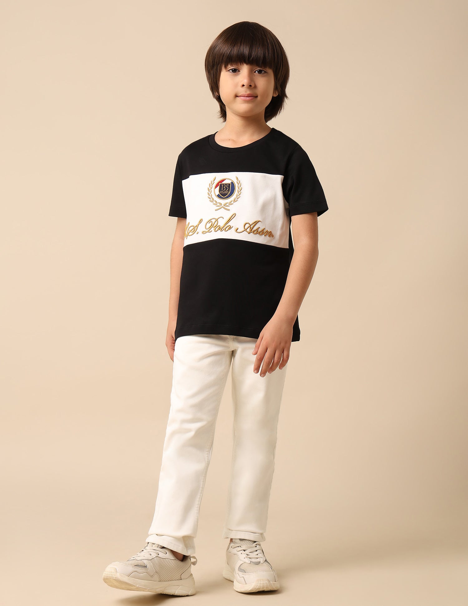 Boys Colour Blocked Regular Fit T Shirt Black - U.S. POLO ASSN. | Large