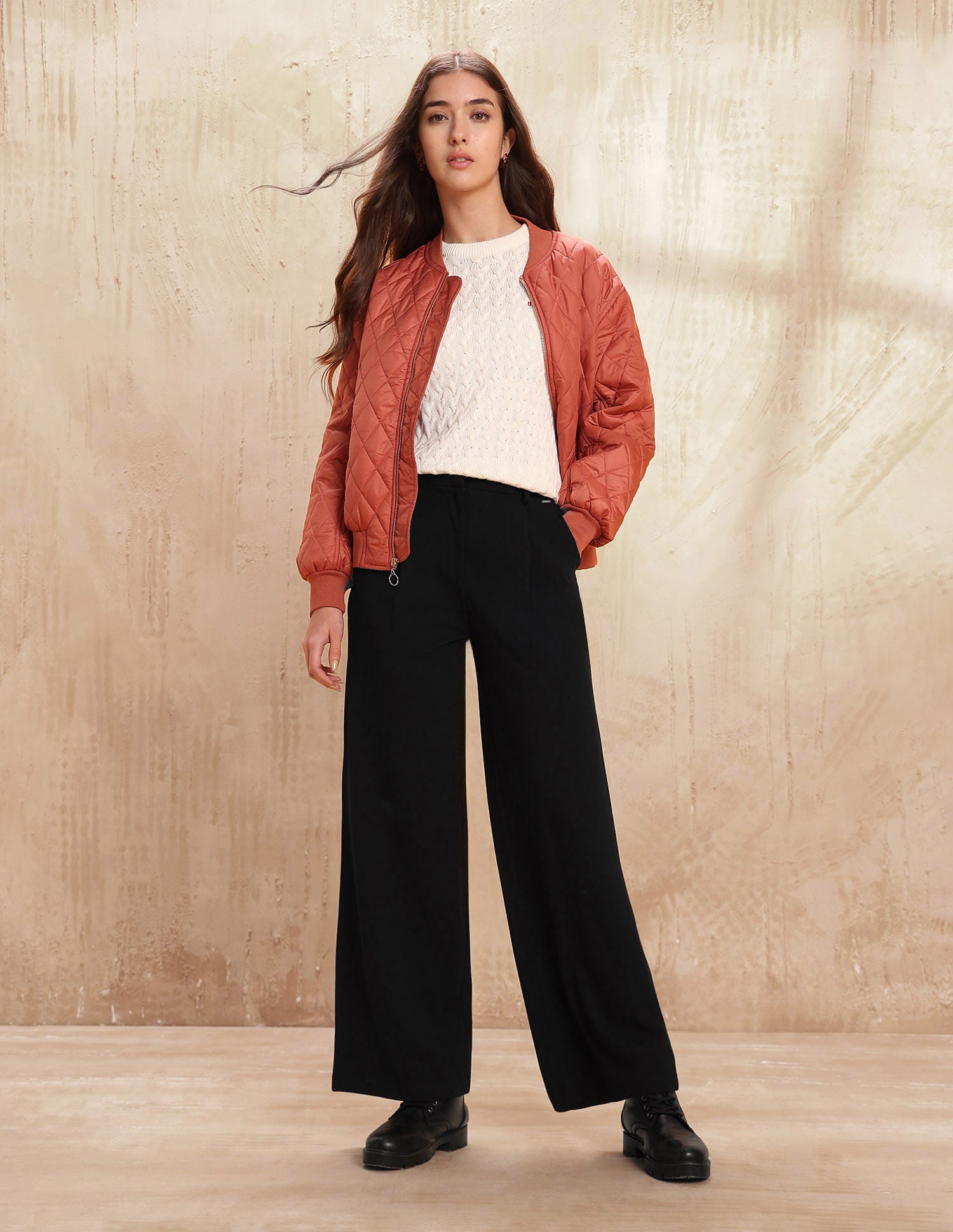 High Rise Wide Leg Trousers Black - U.S. POLO ASSN. | Large