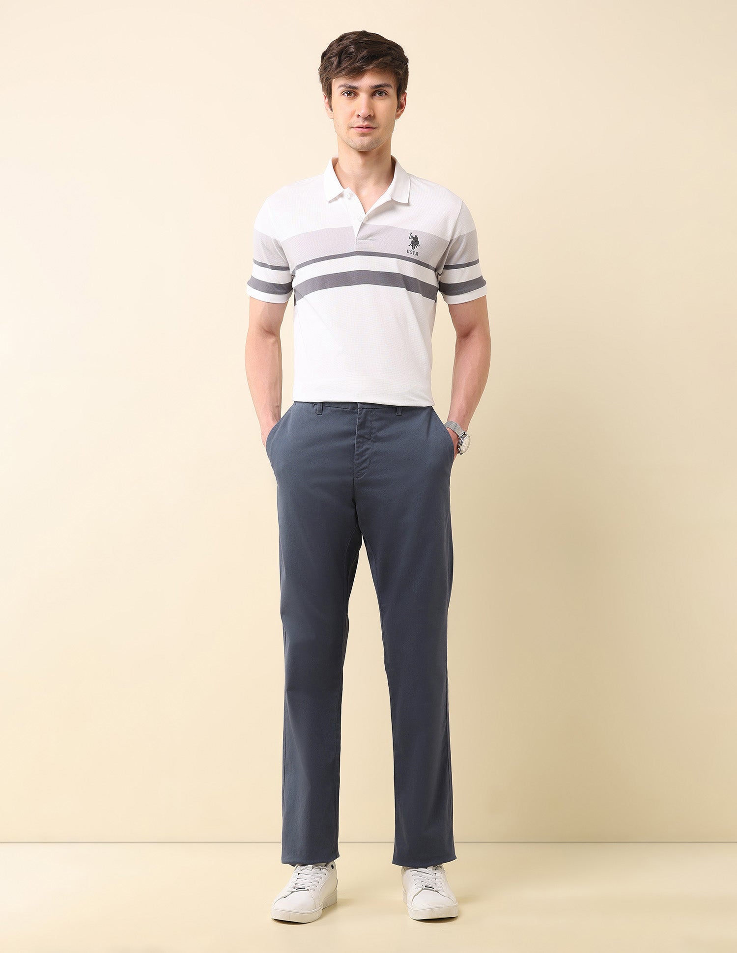 Mid Rise Riley Straight Fit Trousers Blue - U.S. POLO ASSN. | Large