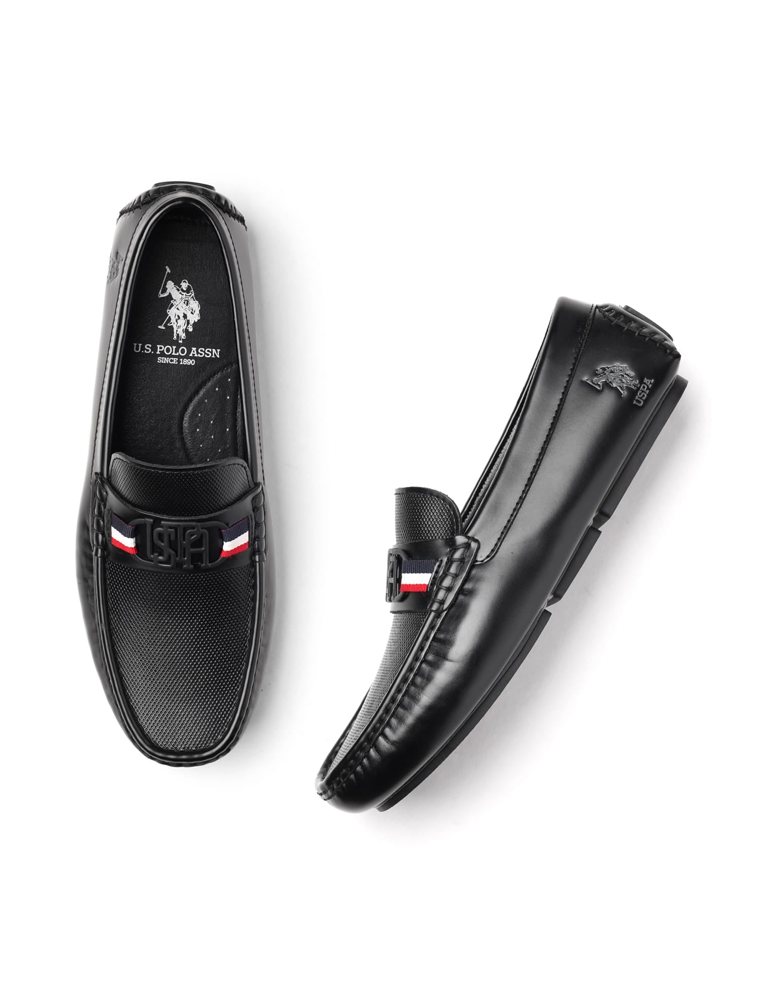 Men Anton Textured Loafer Black - U.S. Polo Assn. India | Large