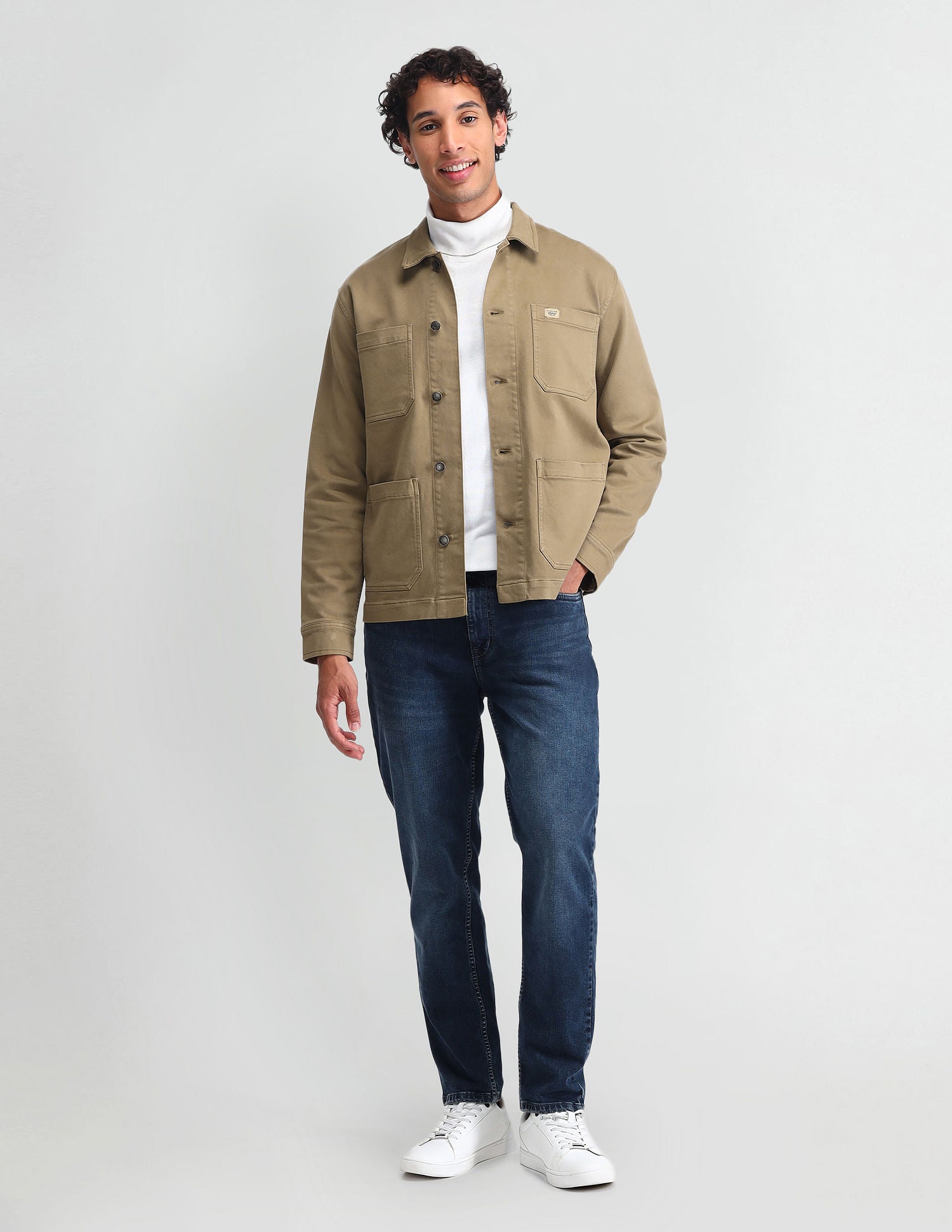 Pure Cotton Solid Jacket Khaki - U.S. POLO ASSN. | Large