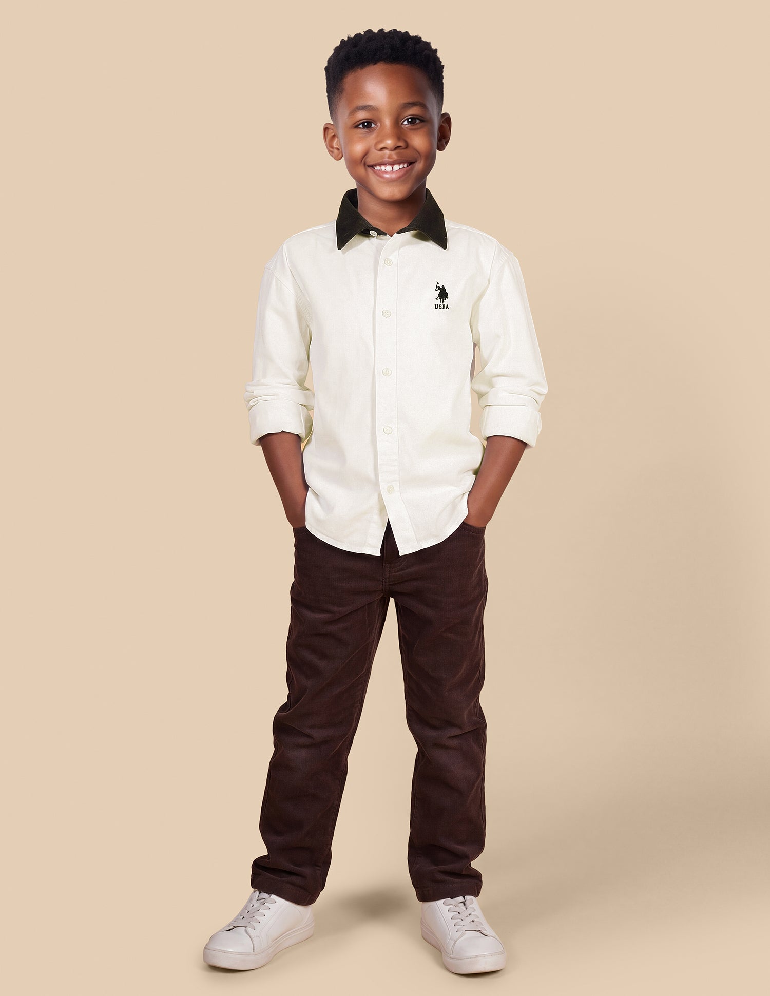 Corduroy Solid Shirt White - U.S. Polo Assn. India | Large