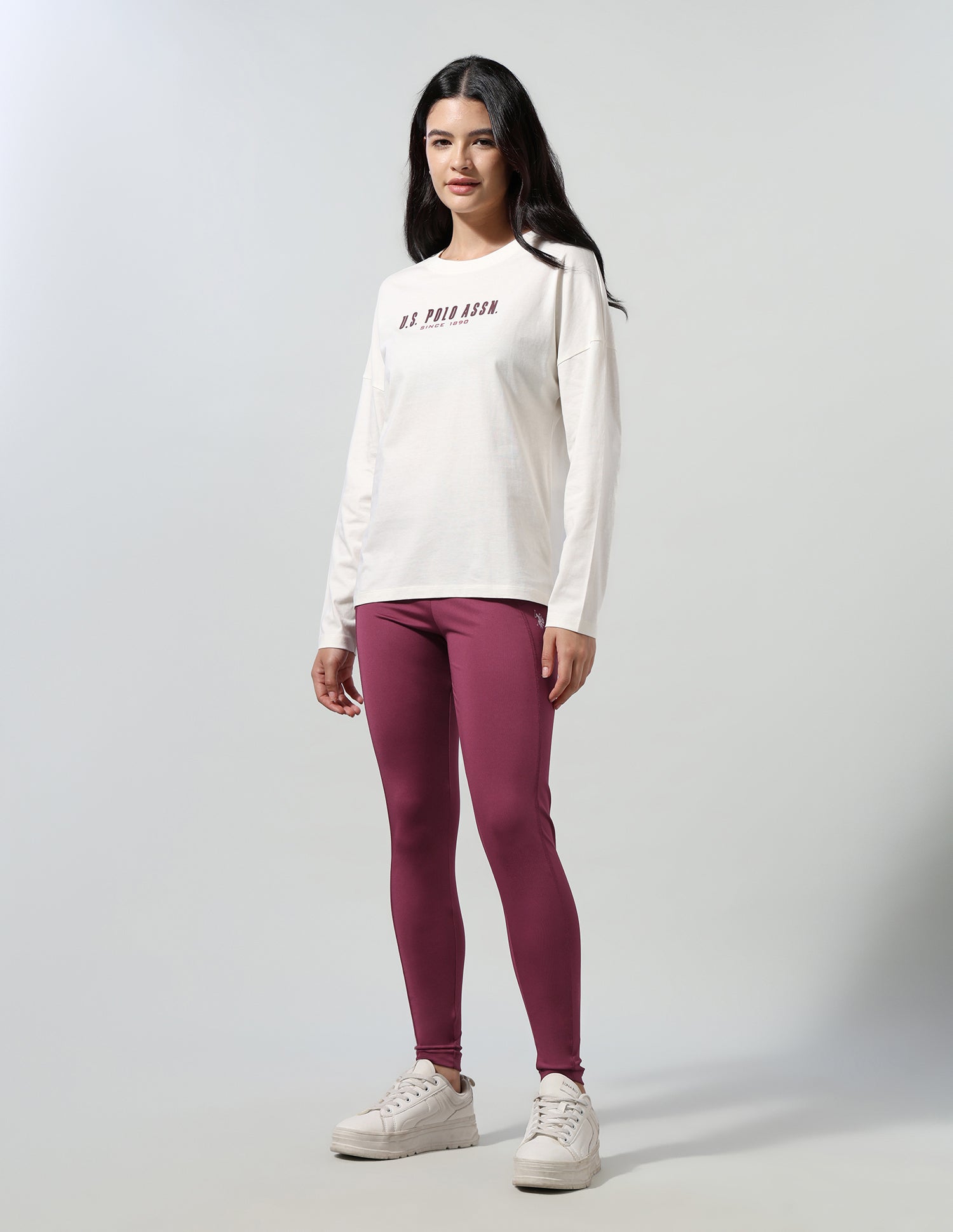 High Rise Solid Leggings Wine - U.S. Polo Assn. India | Large
