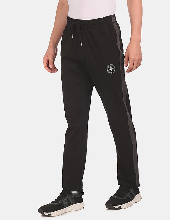 Men Black I669 Comfort Fit Solid Cotton Polyester Lounge Pants - Pack Of 1 Black - U.S. POLO ASSN. | Large