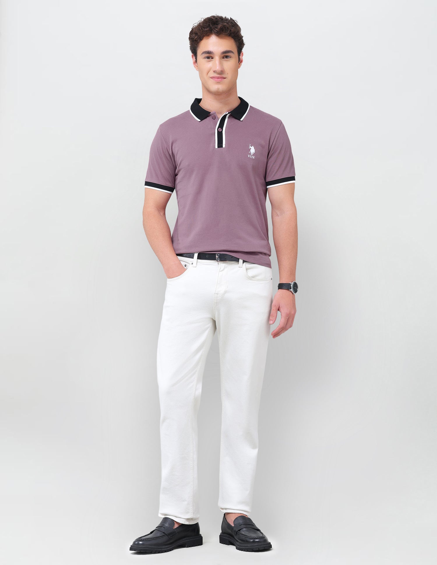 Solid Slim Fit Polo Shirt Dark Pink - U.S. Polo Assn. India | Large