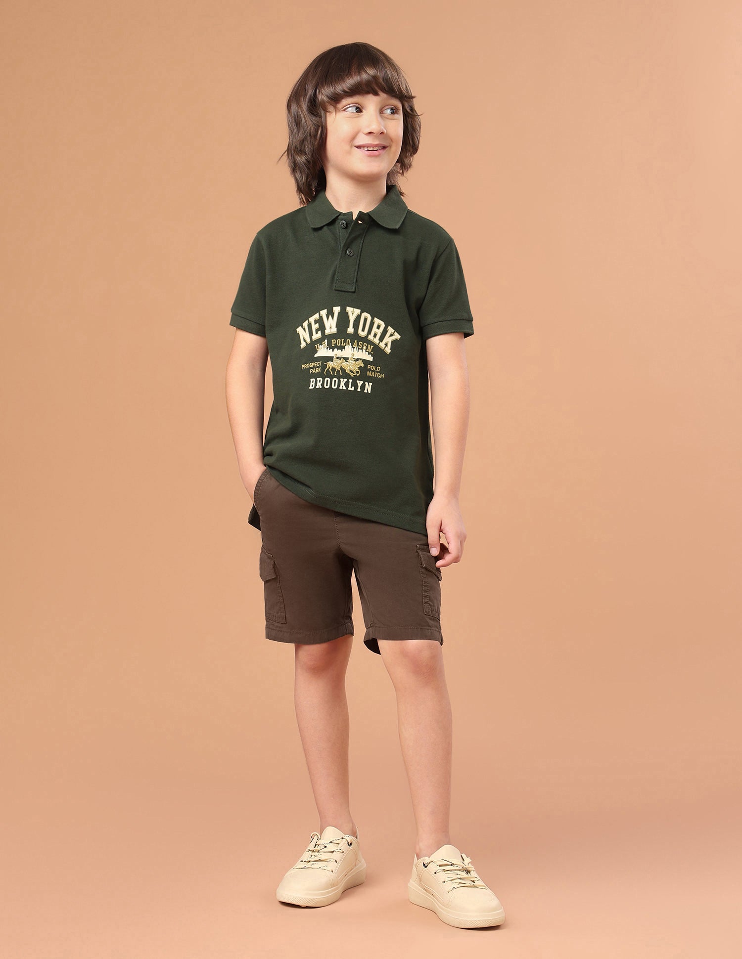 Brand Typographic Regular Fit Polo Shirt Olive - U.S. Polo Assn. India | Large