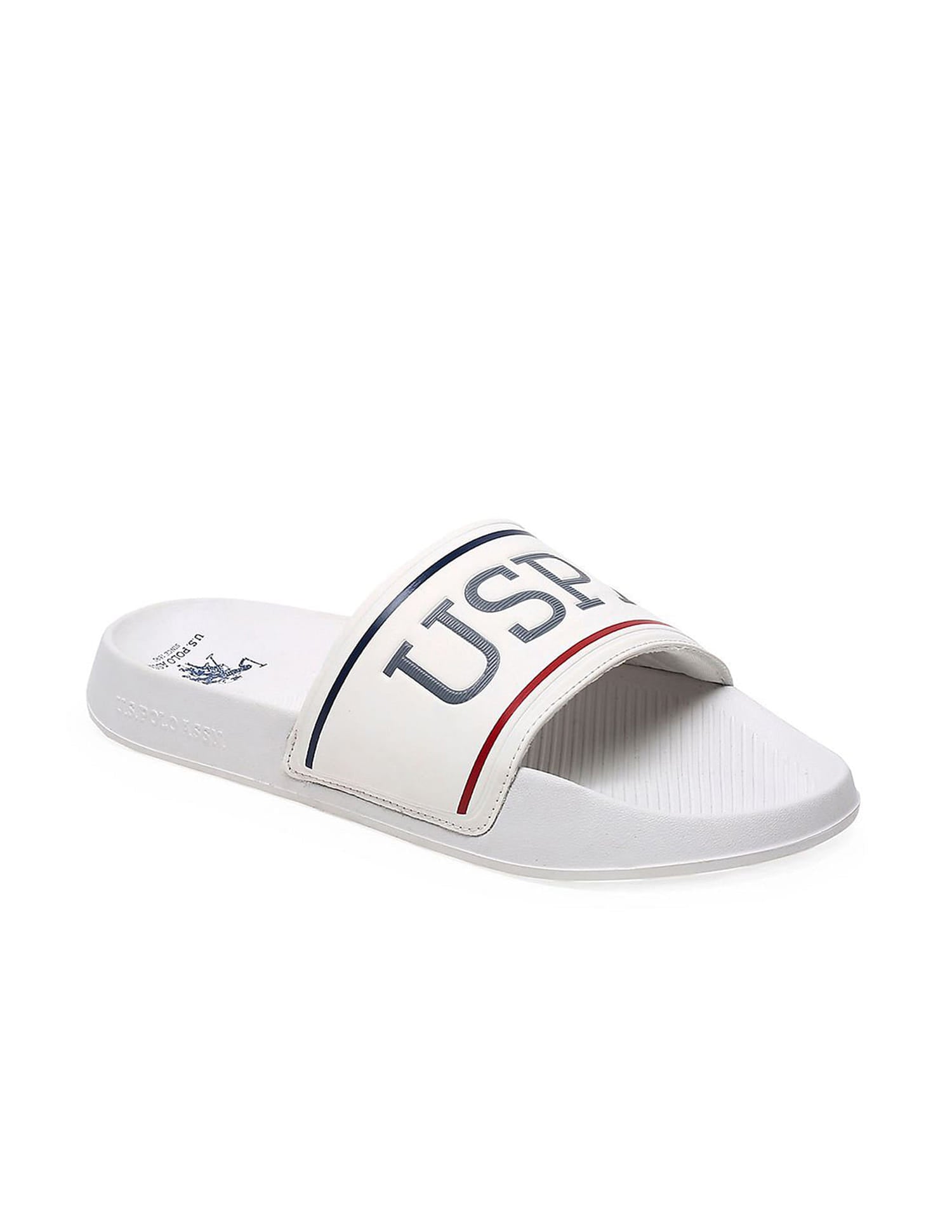 Men Open Toe Logo Cloyee 6.0 Slides White - U.S. Polo Assn. India | Large