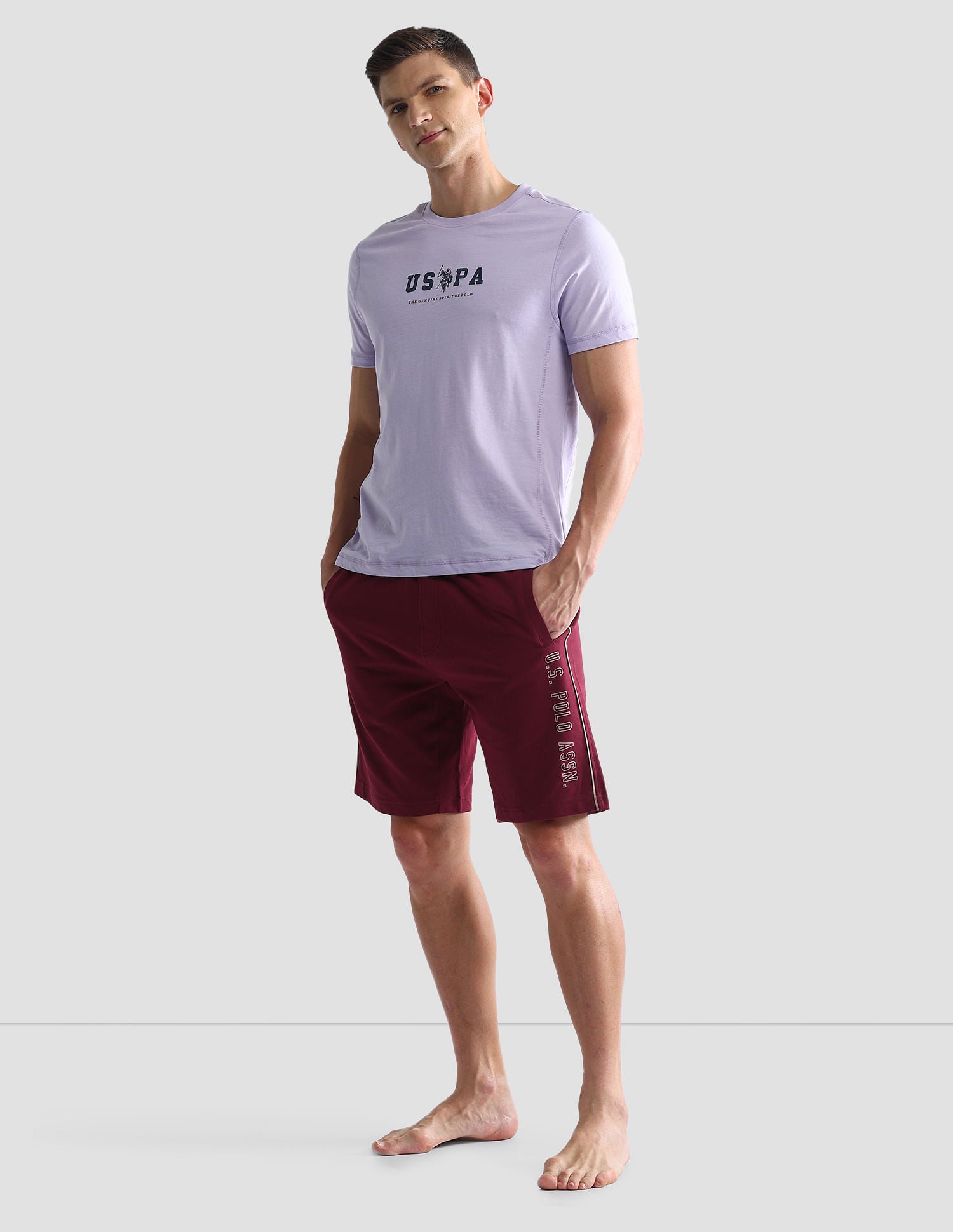 Mid Rise Contrast Piping OES05 Shorts - Pack Of 1 Maroon - U.S. POLO ASSN. | Large