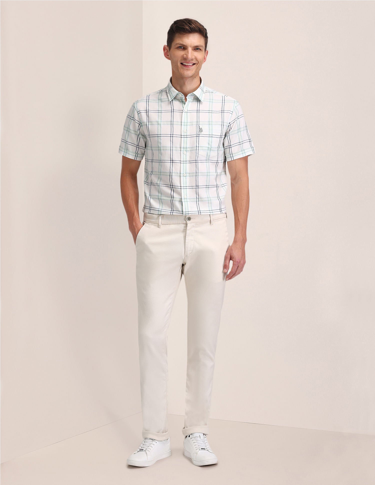 Plaid Check Dobby Shirt Ivory - U.S. Polo Assn. India | Large