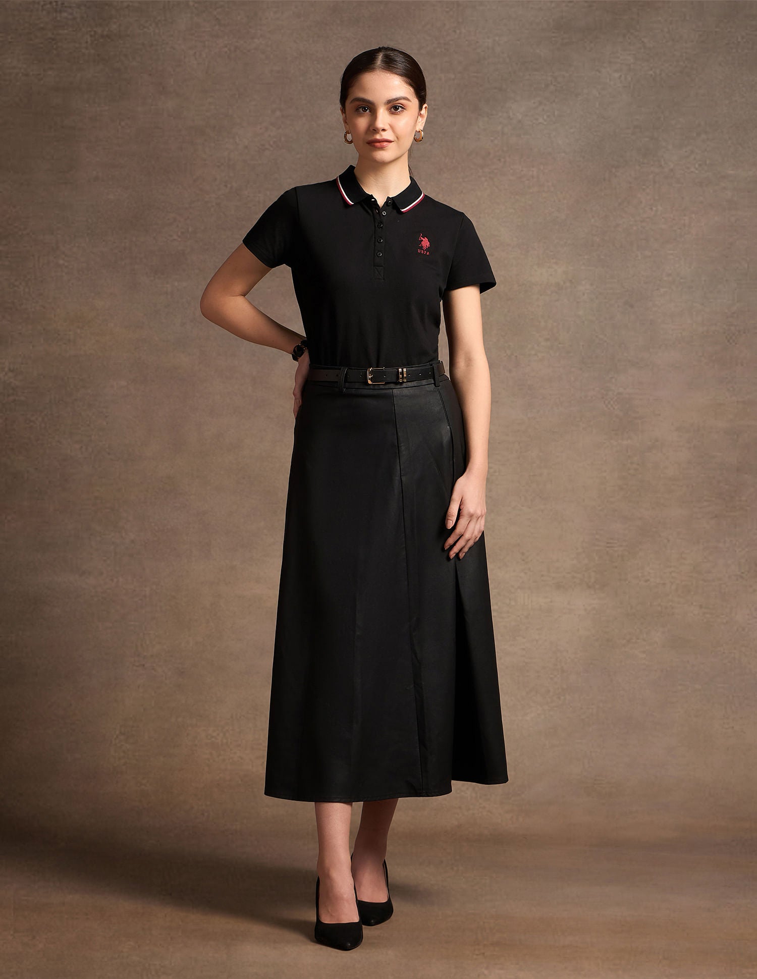 Tipped Collar Solid Polo Shirt Black - U.S. POLO ASSN. | Large