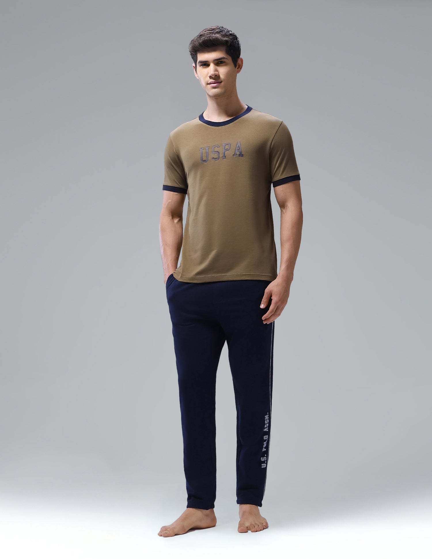 Brand Printed Regular Fit Loungewear T-Shirt Butternut - U.S. Polo Assn. India | Large
