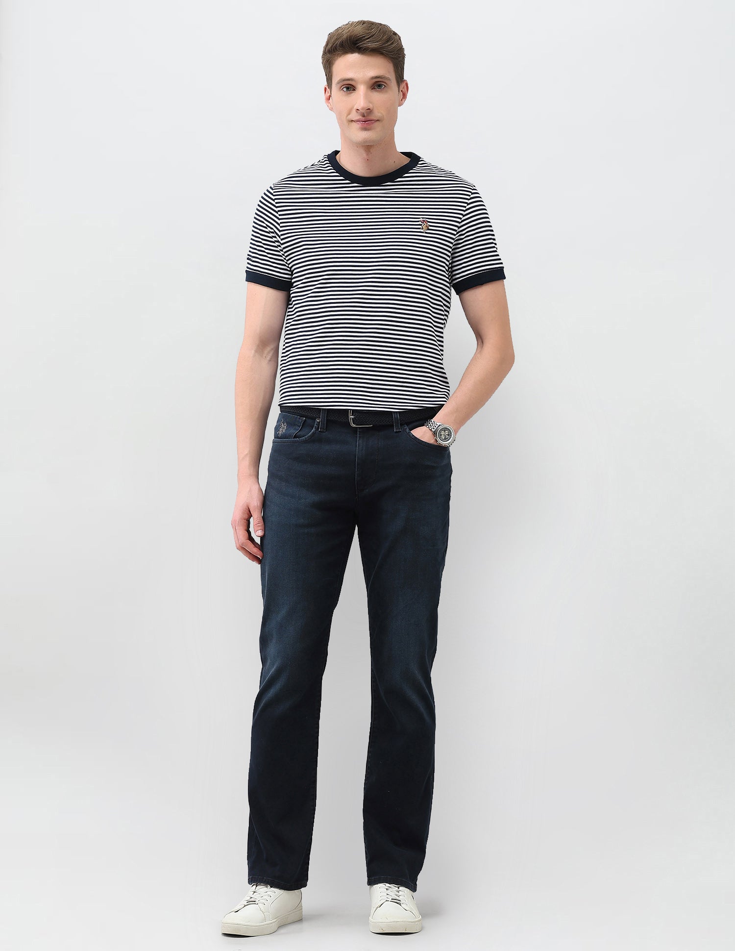 Harold Slim Straight Fit Blue Jeans Mid Blue - U.S. Polo Assn. India | Large