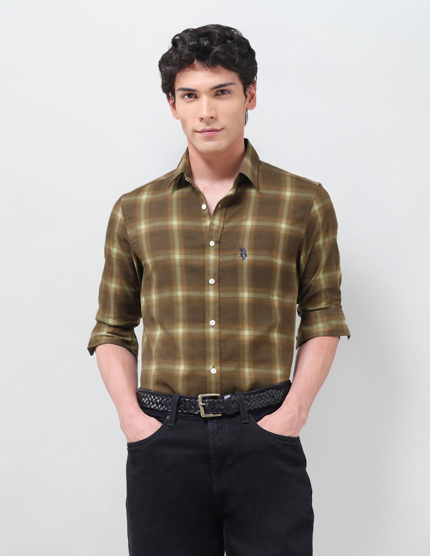 Tailored Fit Oxford Shirt Light Brown - U.S. Polo Assn. India | Large