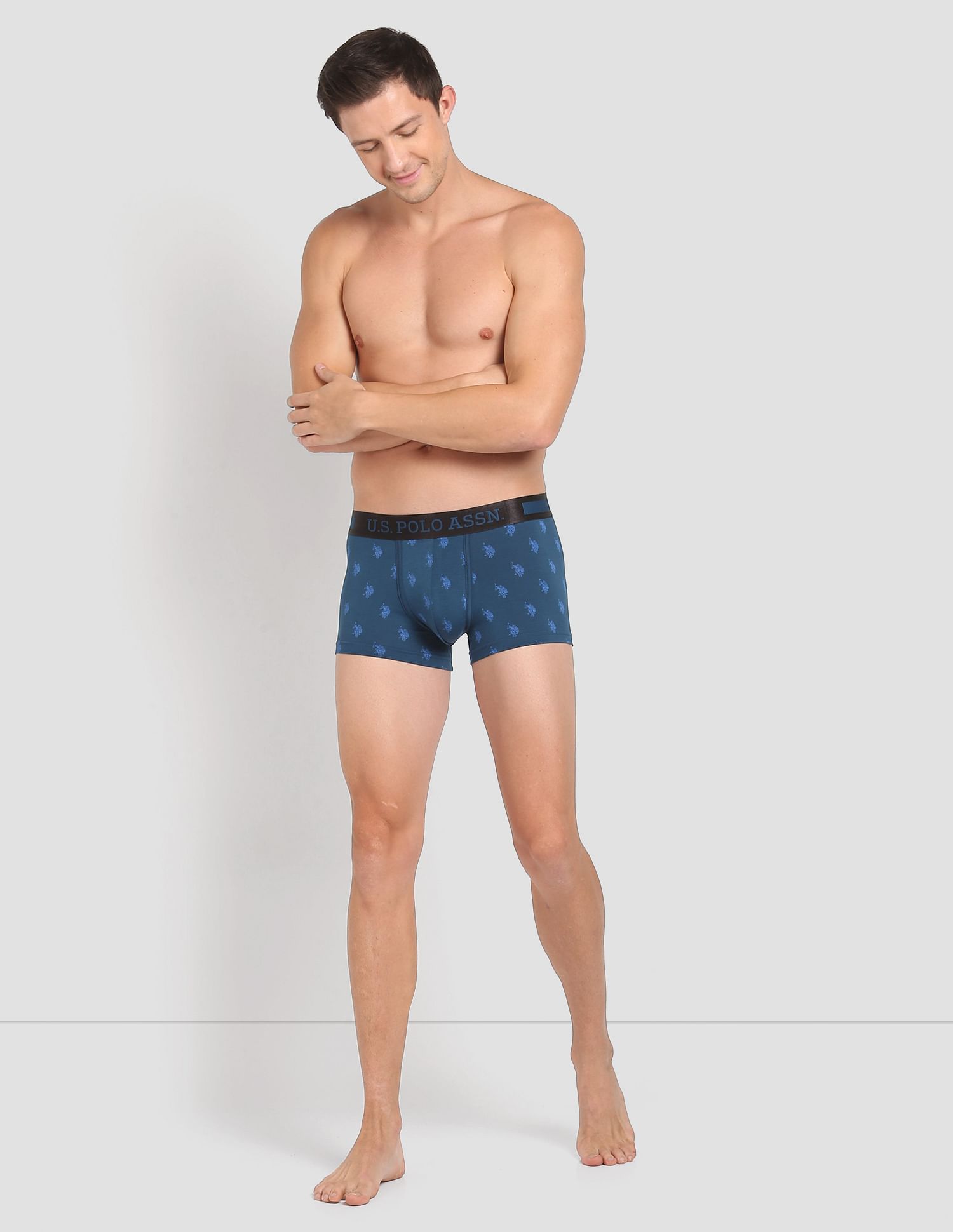 Mid Rise Brand Print PT002 Premium Trunks - Pack Of 1 Blue Opal - U.S. POLO ASSN. | Large
