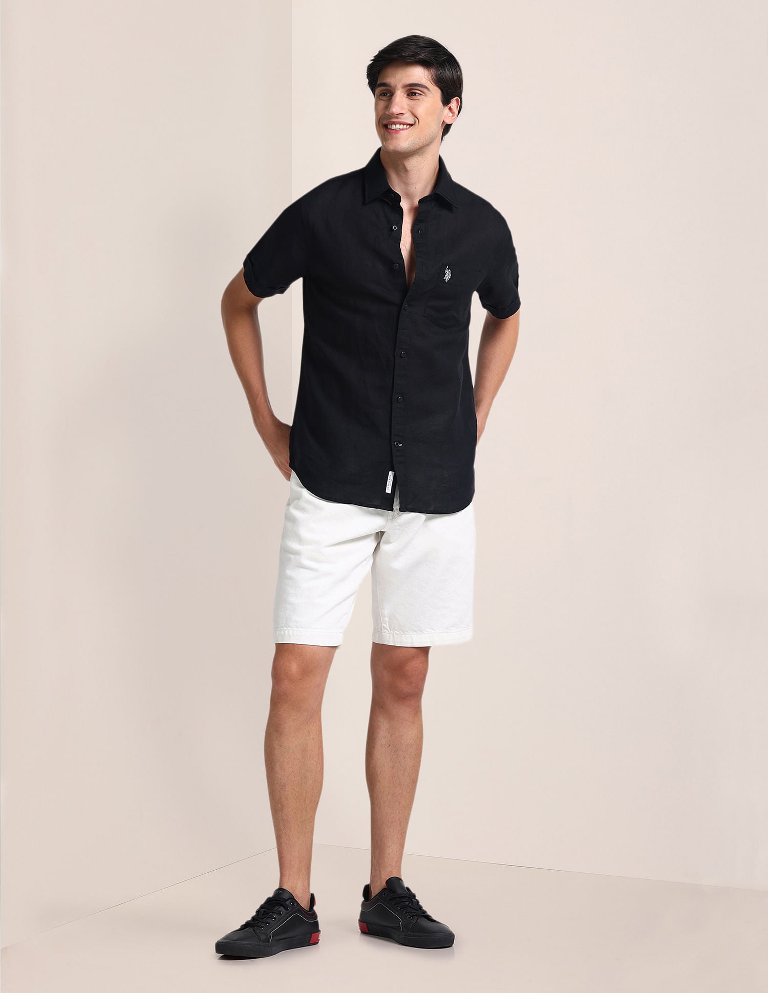 Tailored Fit Linen Shirt Black - U.S. POLO ASSN. | Large
