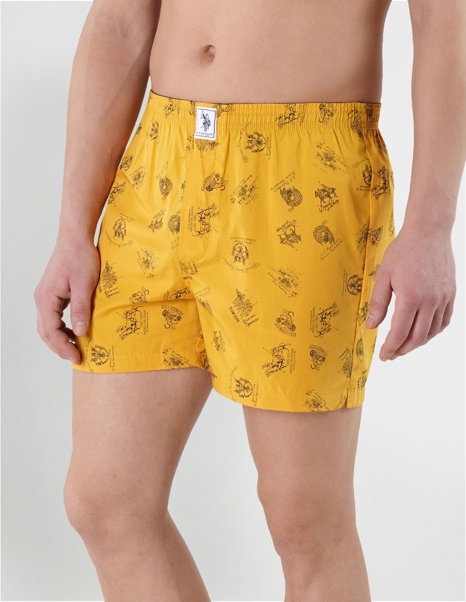 Graphic Print Cotton I657 Boxers - Pack Of 1 Mustard - U.S. POLO ASSN. | Large