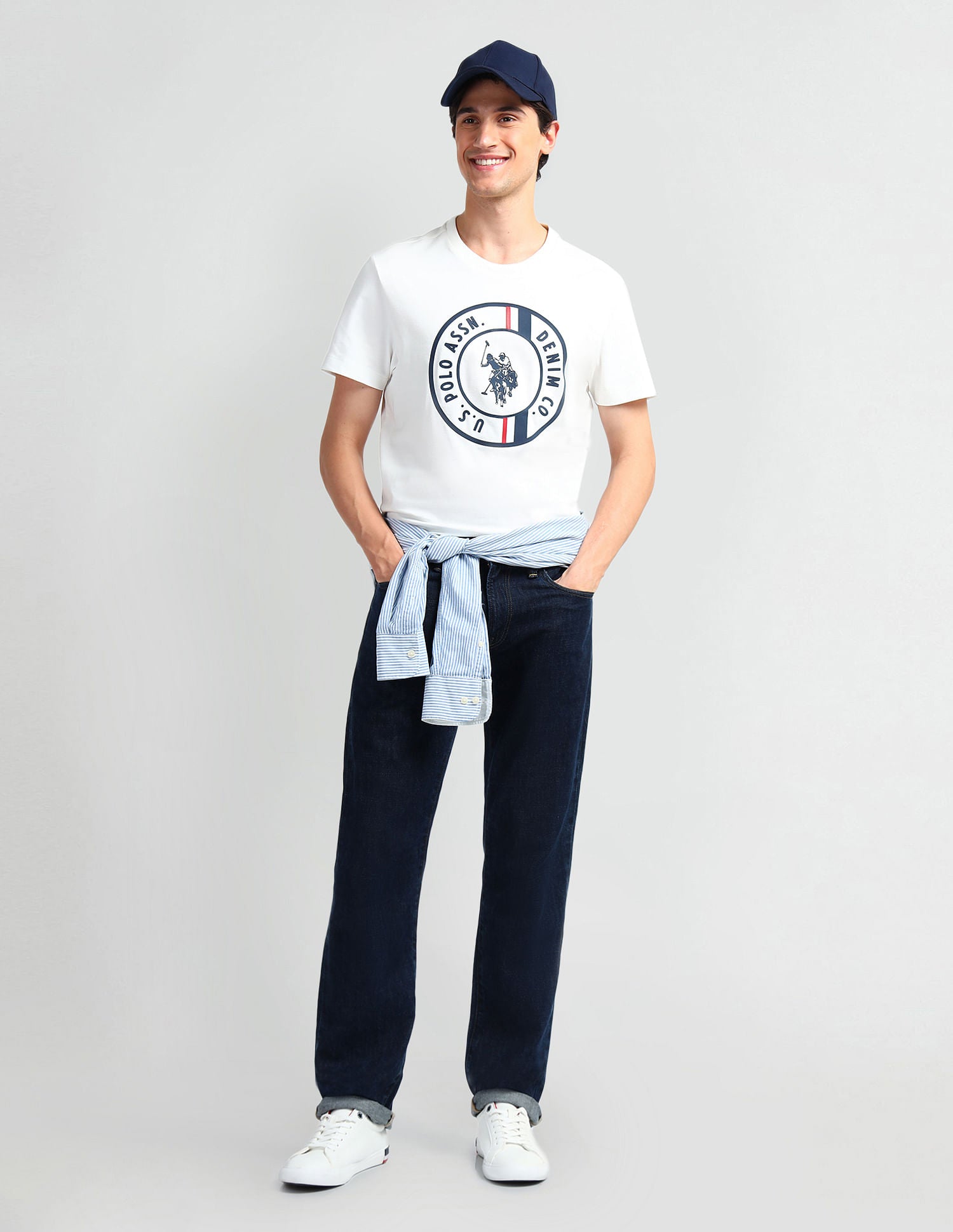 Brand Print Cotton T-Shirt White - U.S. POLO ASSN. | Large