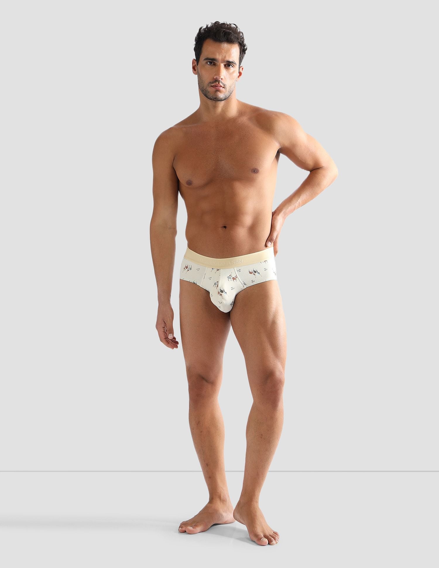 Elasticized Waist Printed PB005 Briefs - Pack of 1 Beige - U.S. POLO ASSN. | Large