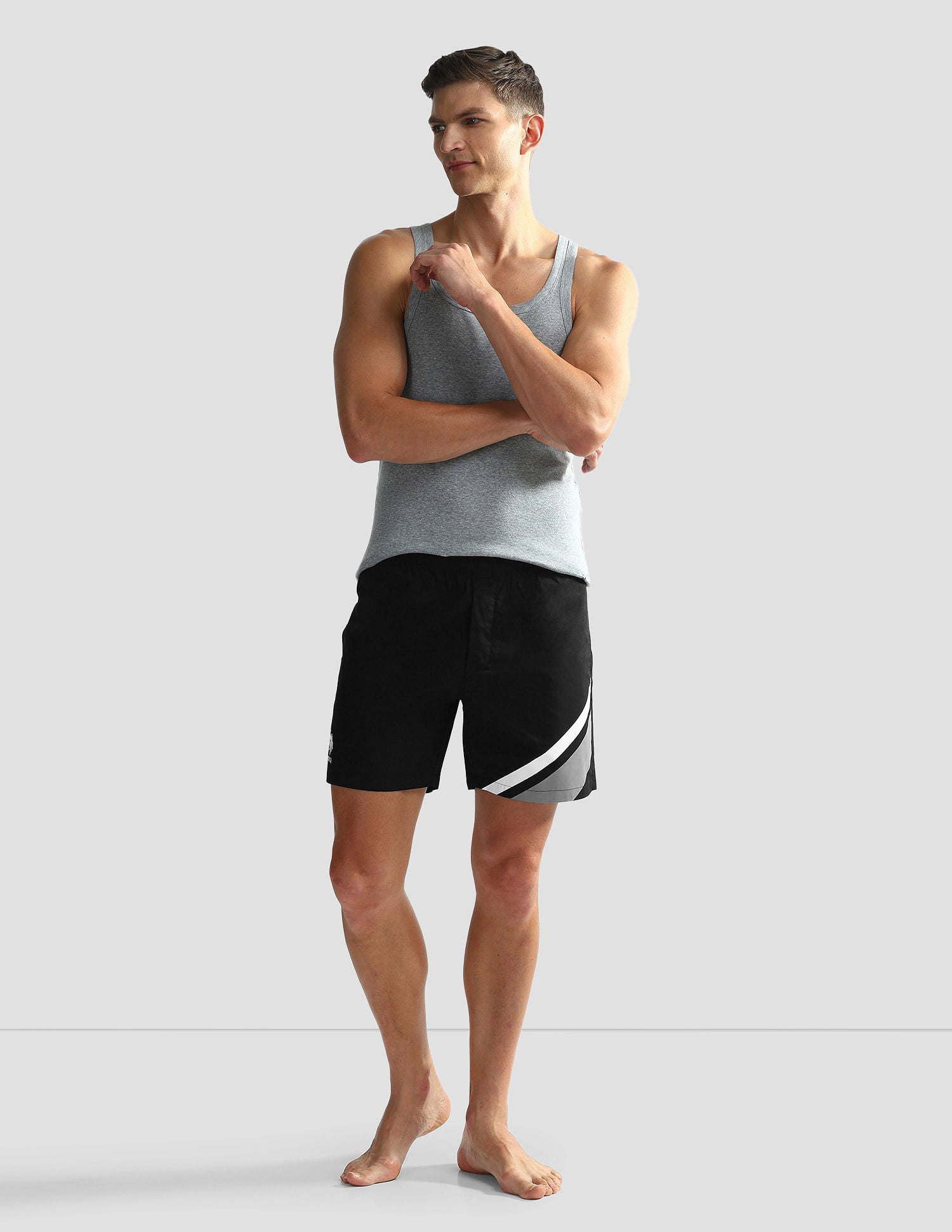 Mid Rise Solid OEX06 Shorts - Pack Of 1 Black Paneled - U.S. POLO ASSN. | Large