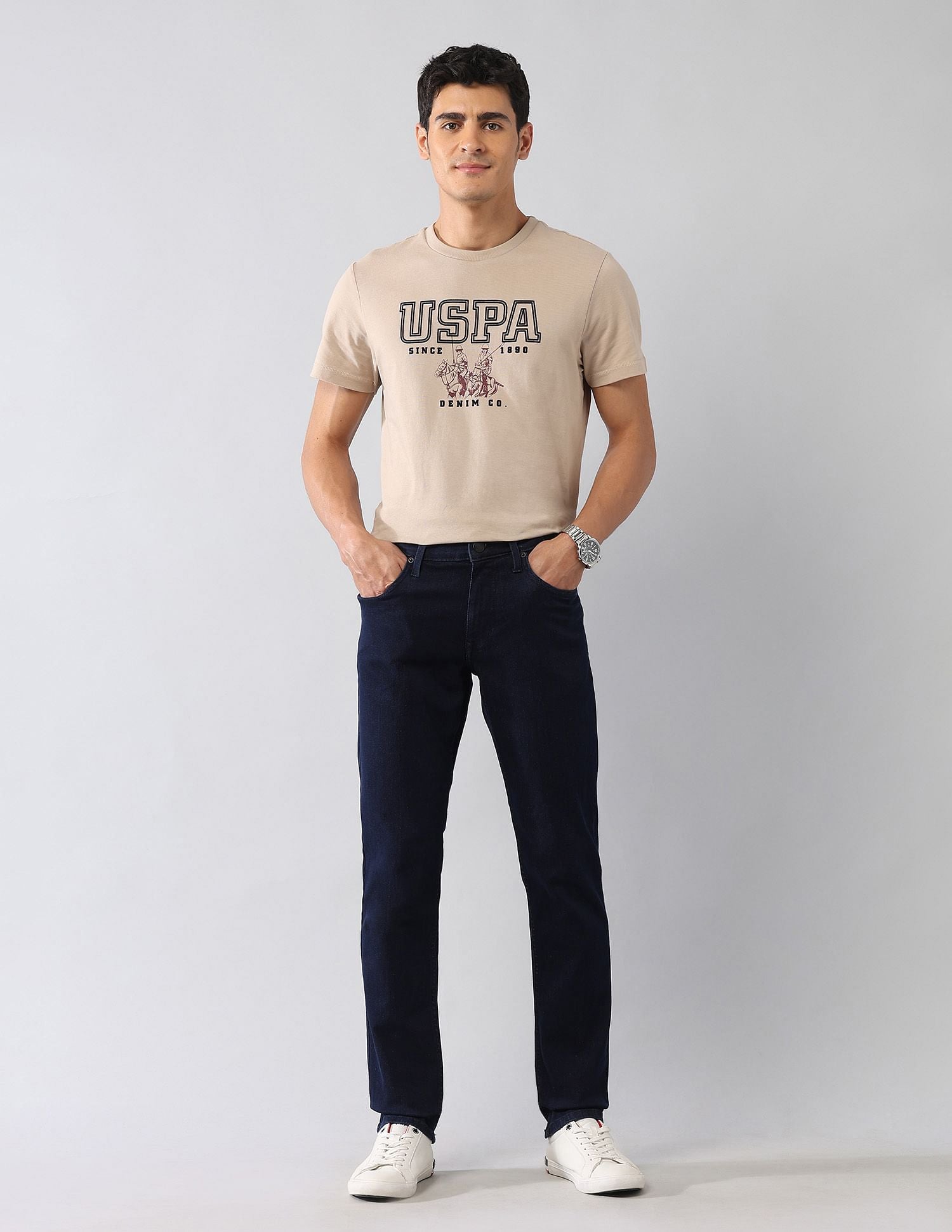 Brandon Slim Tapered Fit Blue Jeans Blue - U.S. POLO ASSN. | Large