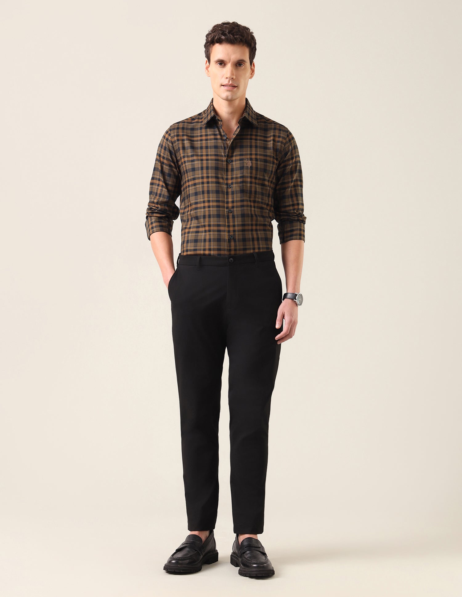 Plaid Checked Twill Shirt Mustard - U.S. Polo Assn. India | Large