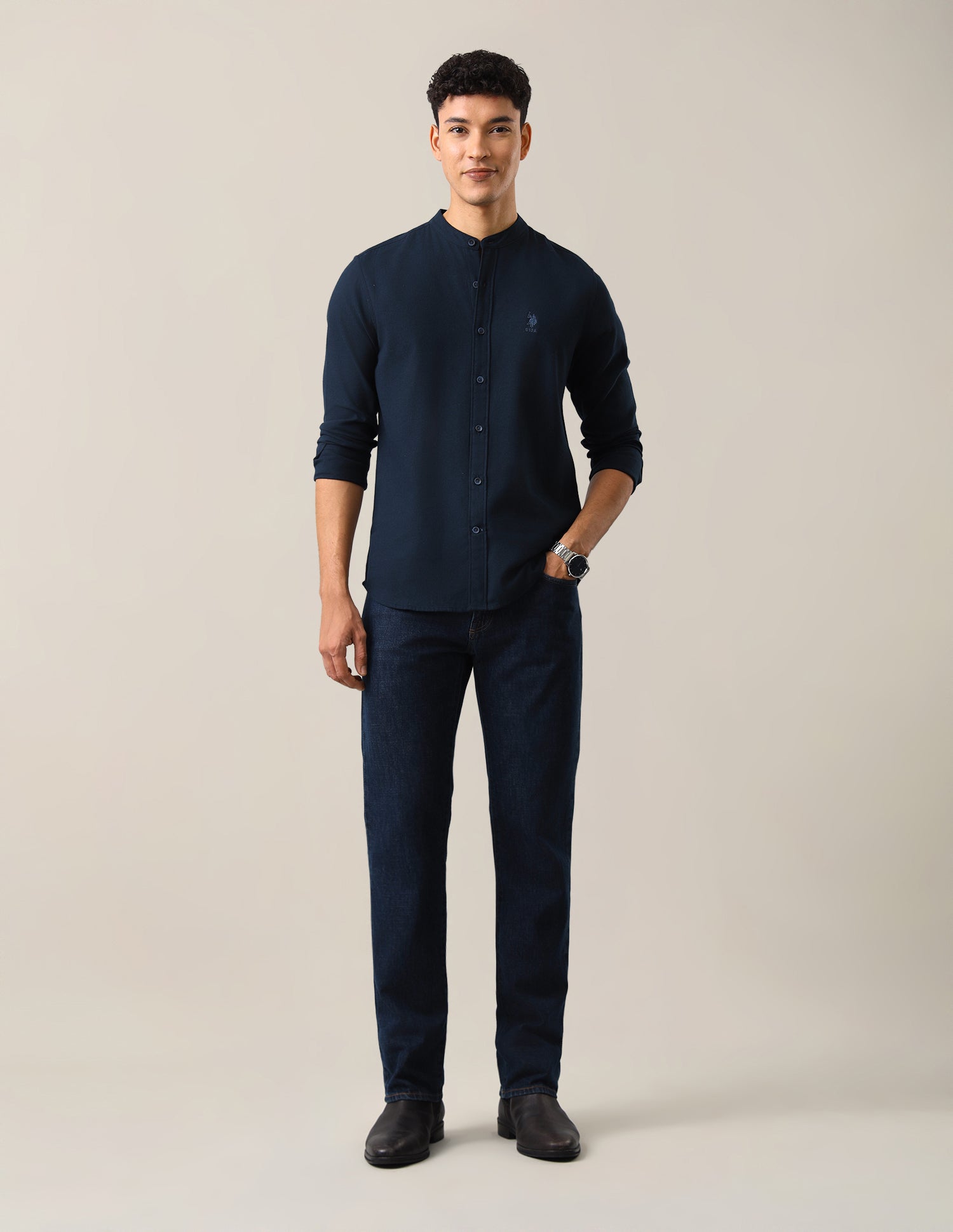 Twill Solid Shirt Navy - U.S. Polo Assn. India | Large