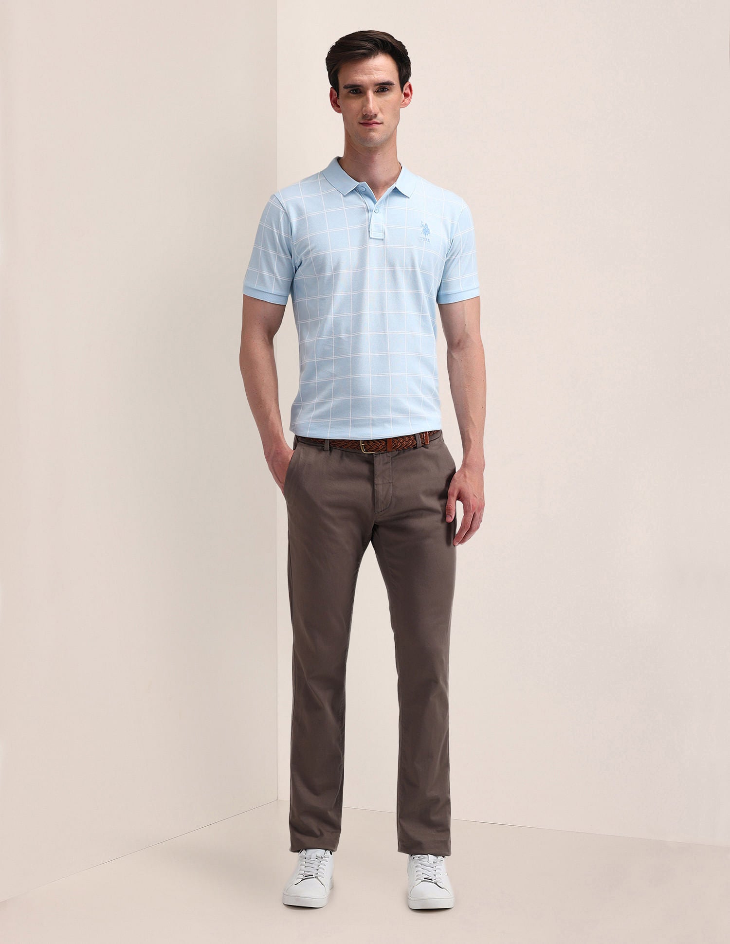 Slim Fit Printed Polo Shirt Blue - U.S. Polo Assn. India | Large