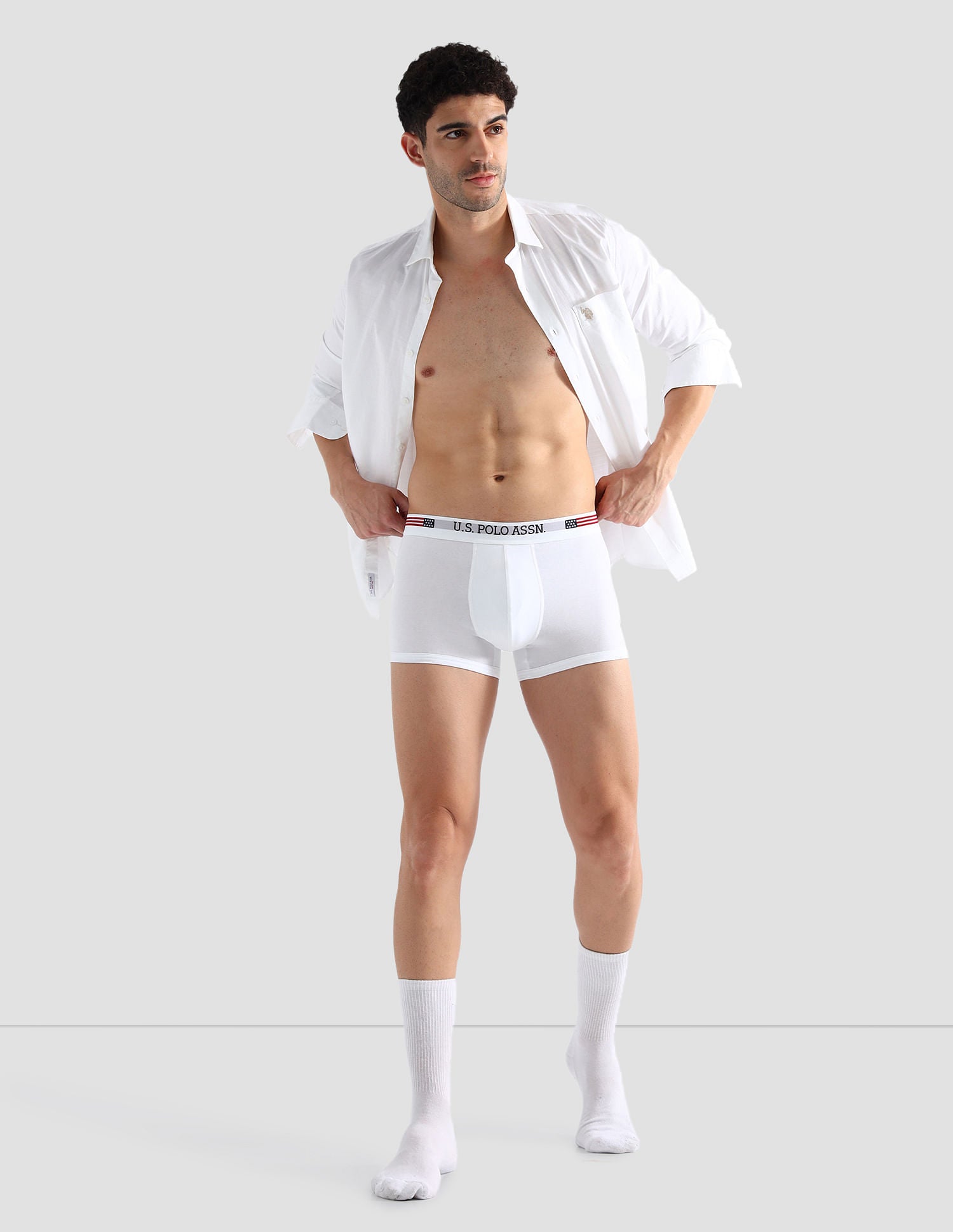 Elasticized Waist Printed I660 Trunks - Pack Of 2 White and White - U.S. POLO ASSN. | Large