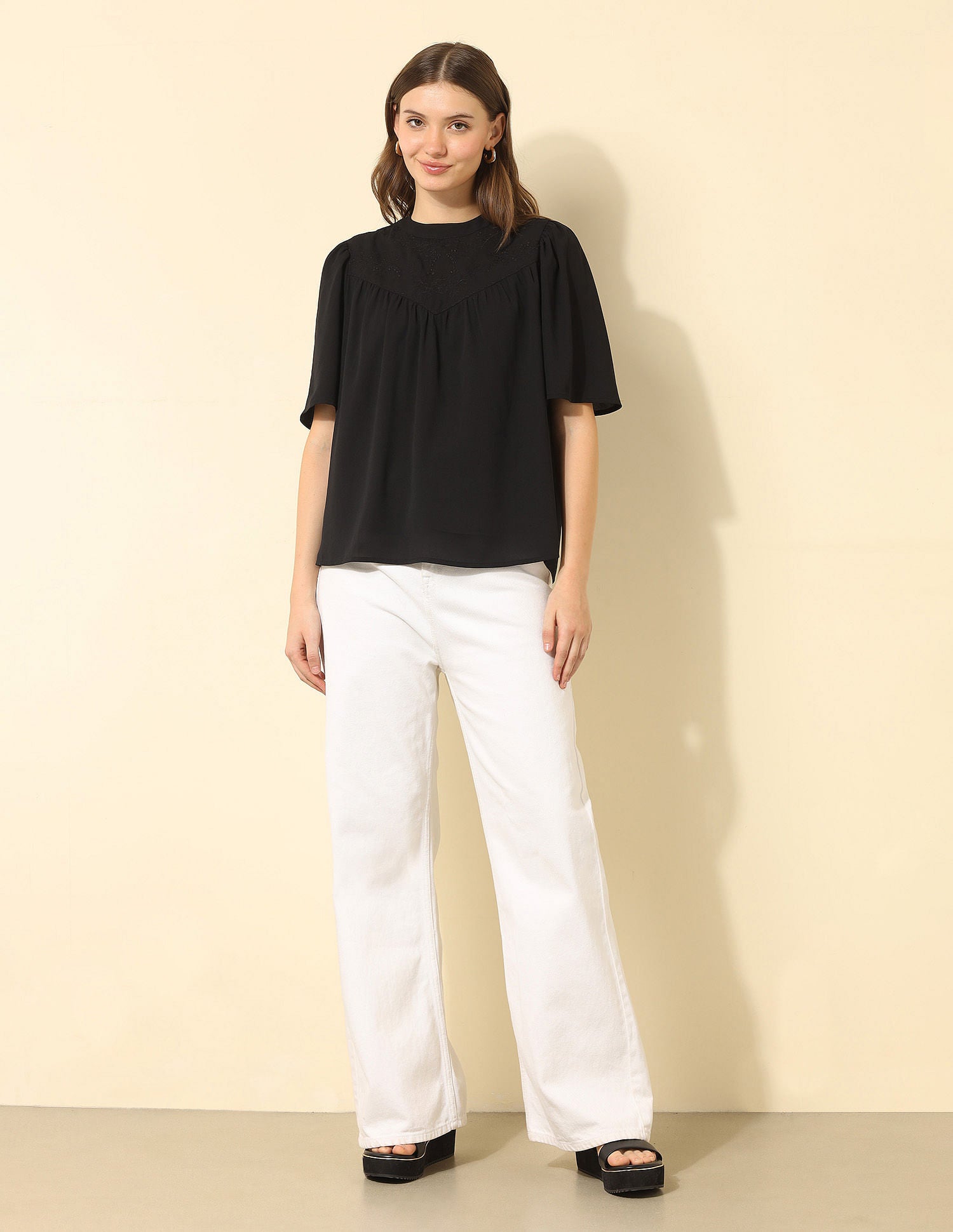 Yoke Embroidered Top Black - U.S. POLO ASSN. | Large