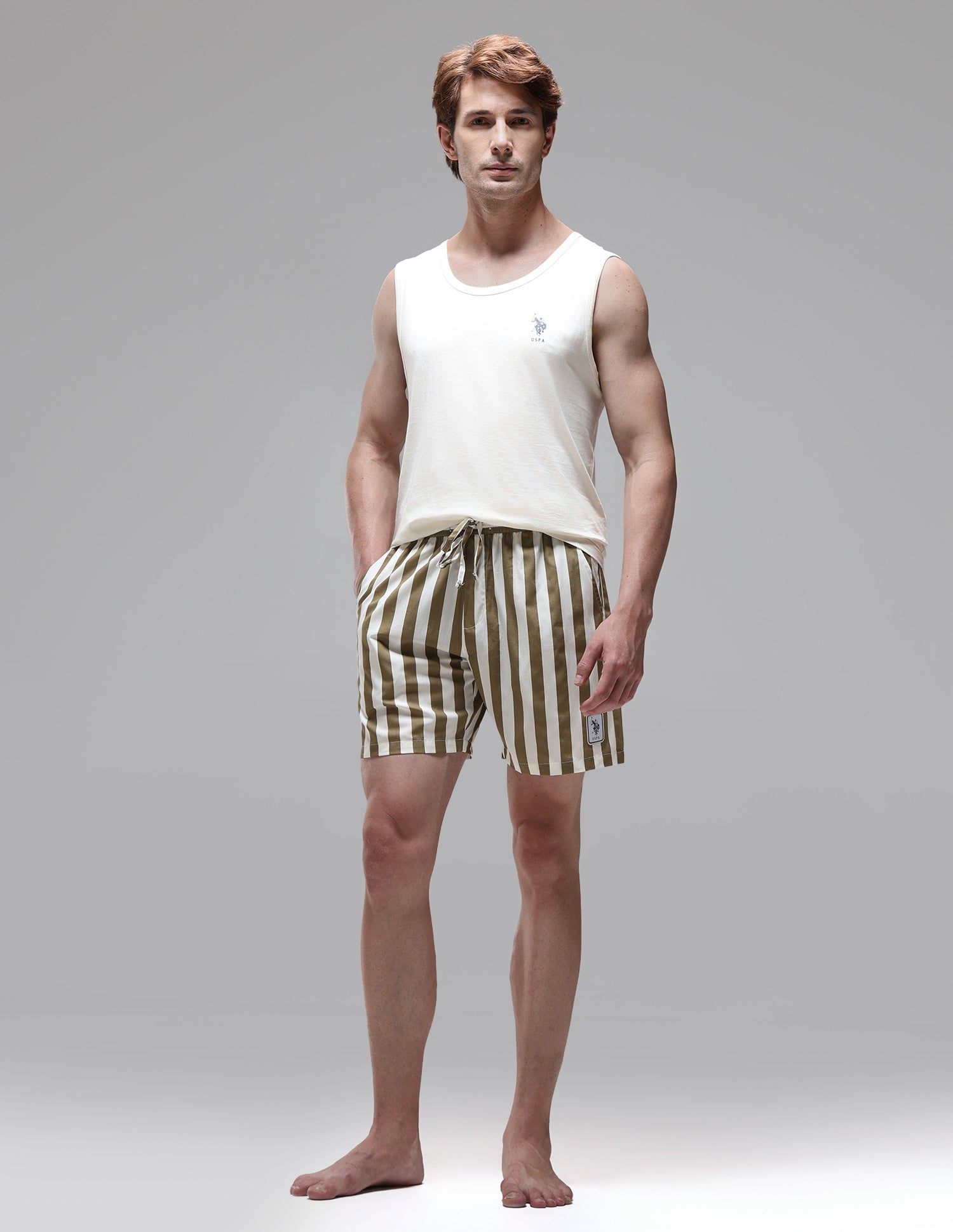 Vertical Striped Pure Cotton OEX15 Boxer Shorts Elmwood - U.S. Polo Assn. India | Large