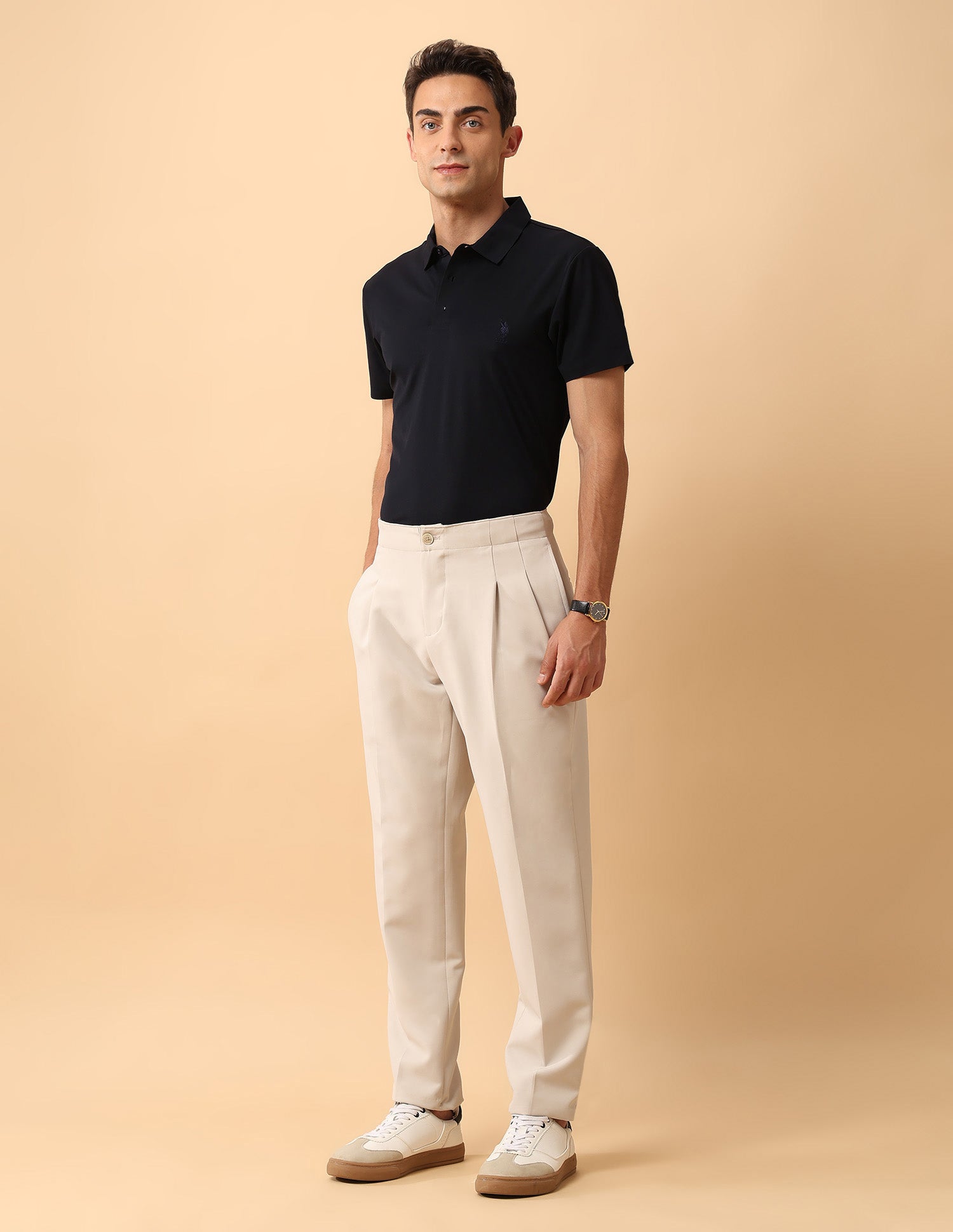 Pacho X Slim Fit Solid Polo Shirt Navy - U.S. Polo Assn. India | Large