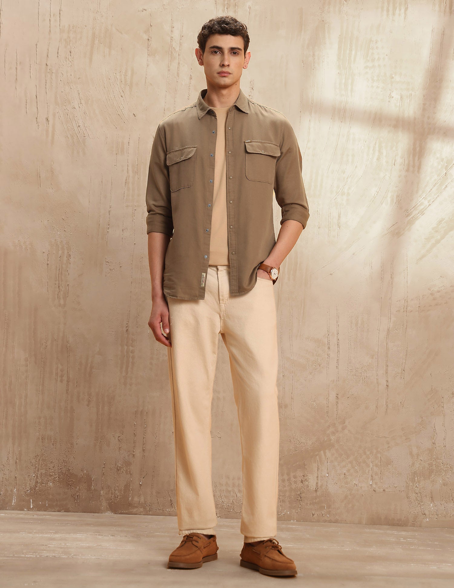 Twill Regular Fit Shirt Khaki - U.S. POLO ASSN. | Large