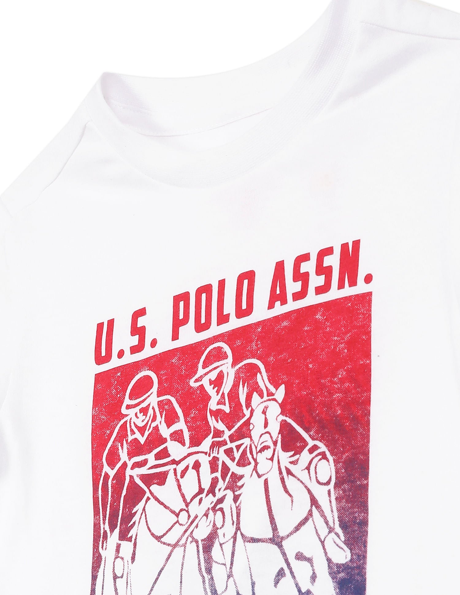 Boys White Crew Neck Brand Print T-Shirt White - U.S. POLO ASSN. | Large