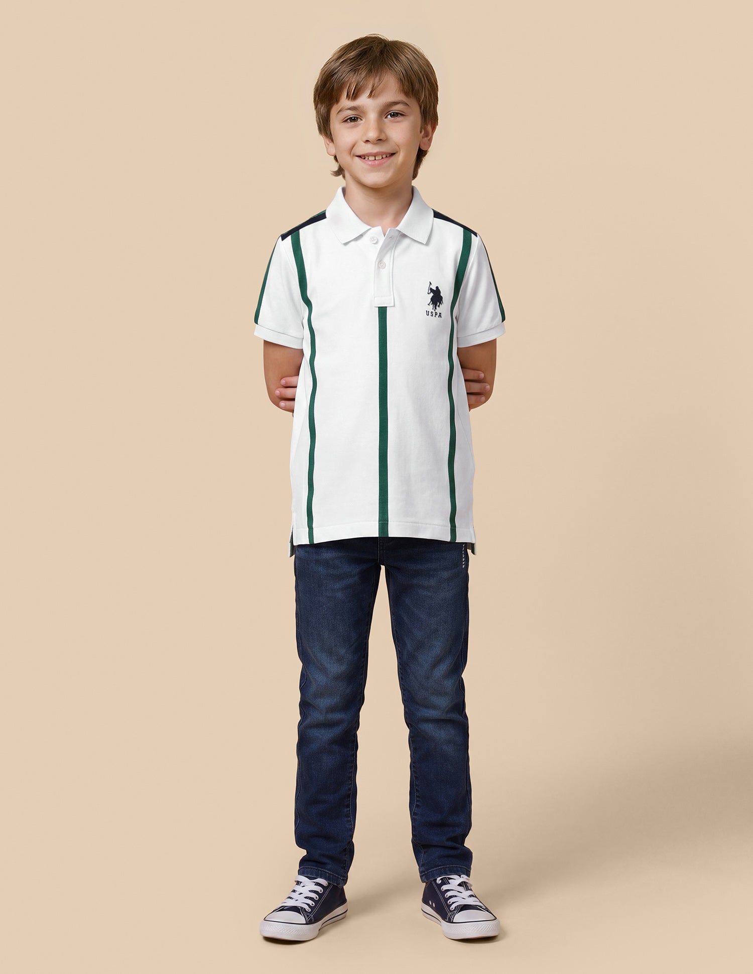Vertical Striped Regular Fit Polo Shirt White - U.S. Polo Assn. India | Large
