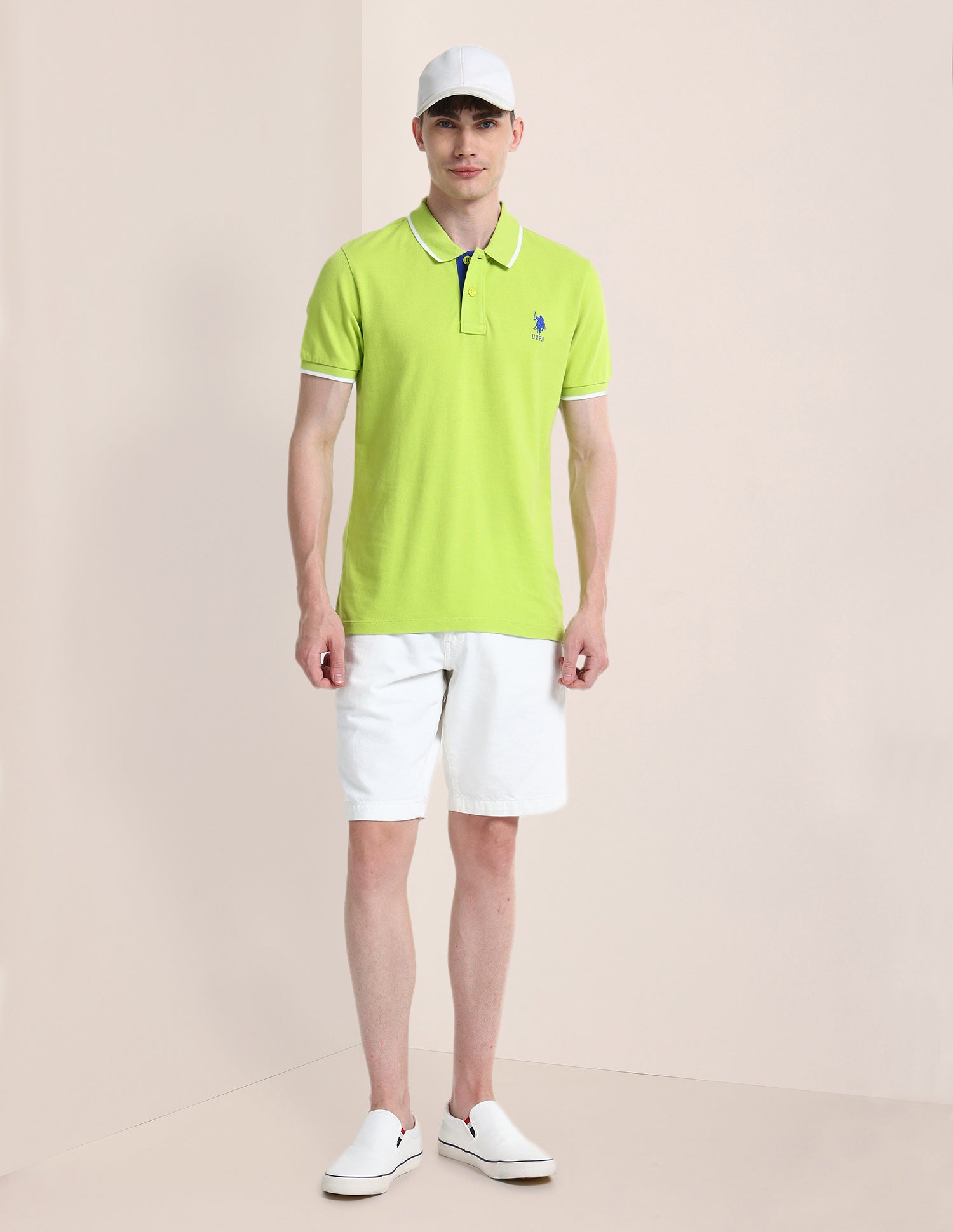 Solid Slim Fit Polo Shirt Lime-Green - U.S. Polo Assn. India | Large