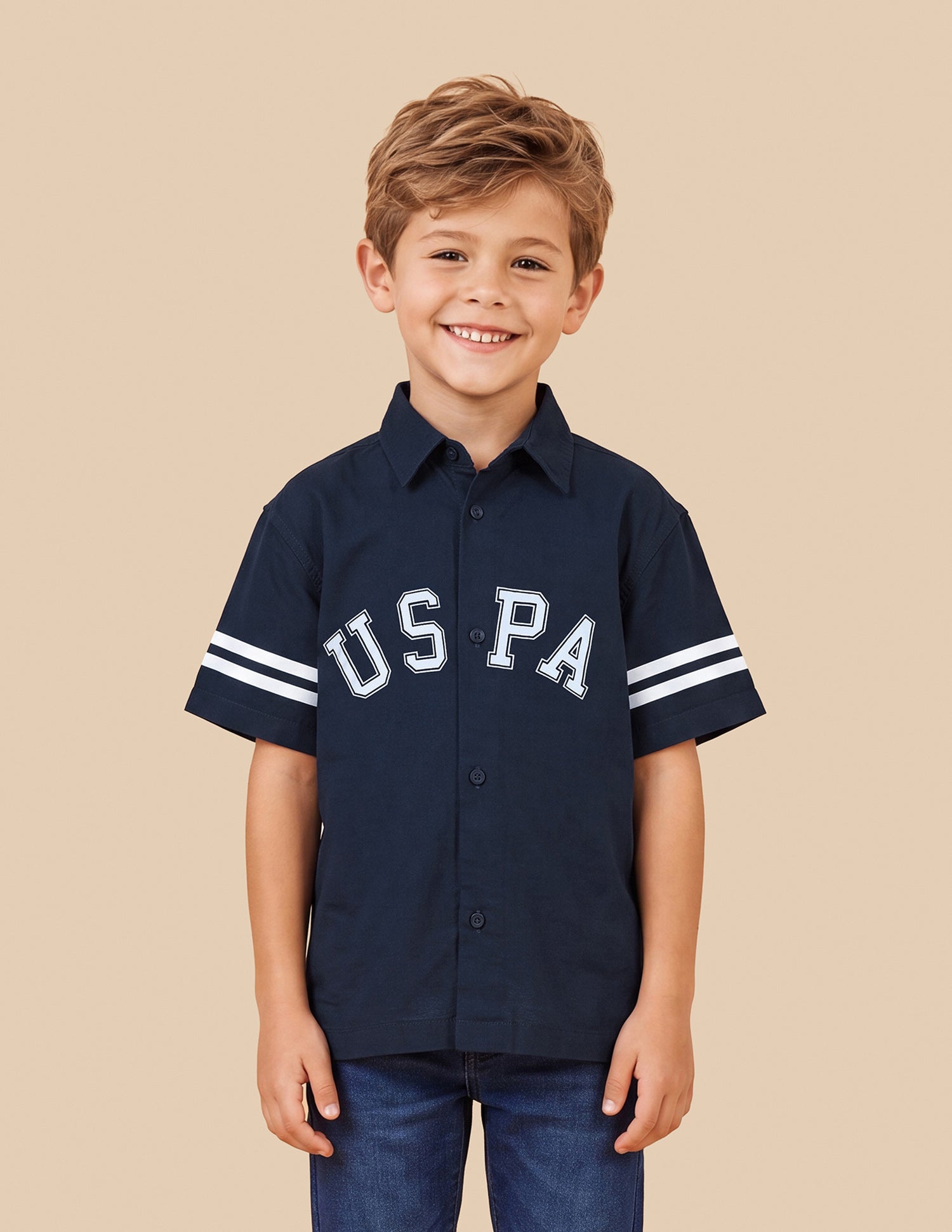 Brand Printed Oxford Shirt Navy - U.S. Polo Assn. India | Large