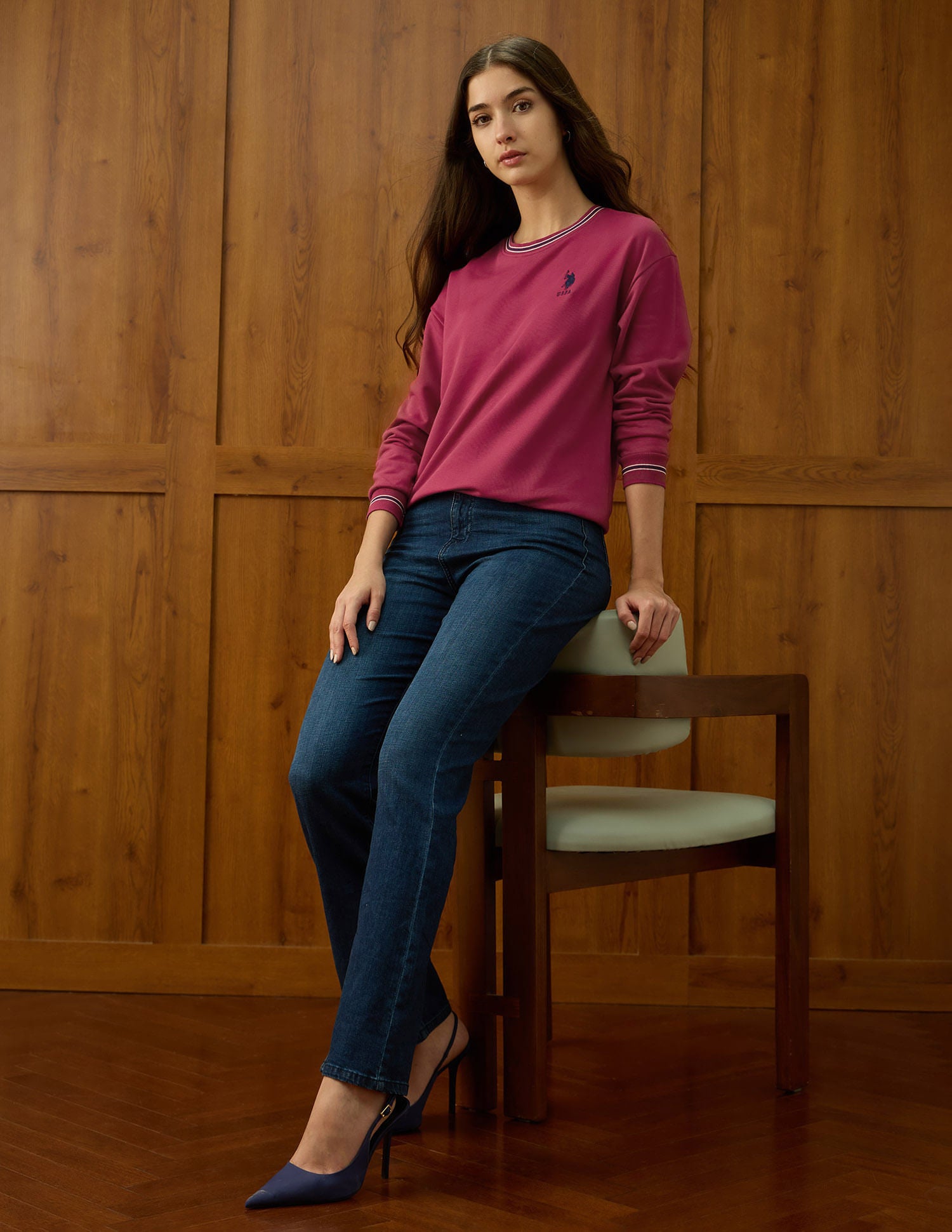 Solid Drop Shoulder Sweatshirt Pink - U.S. POLO ASSN. | Large