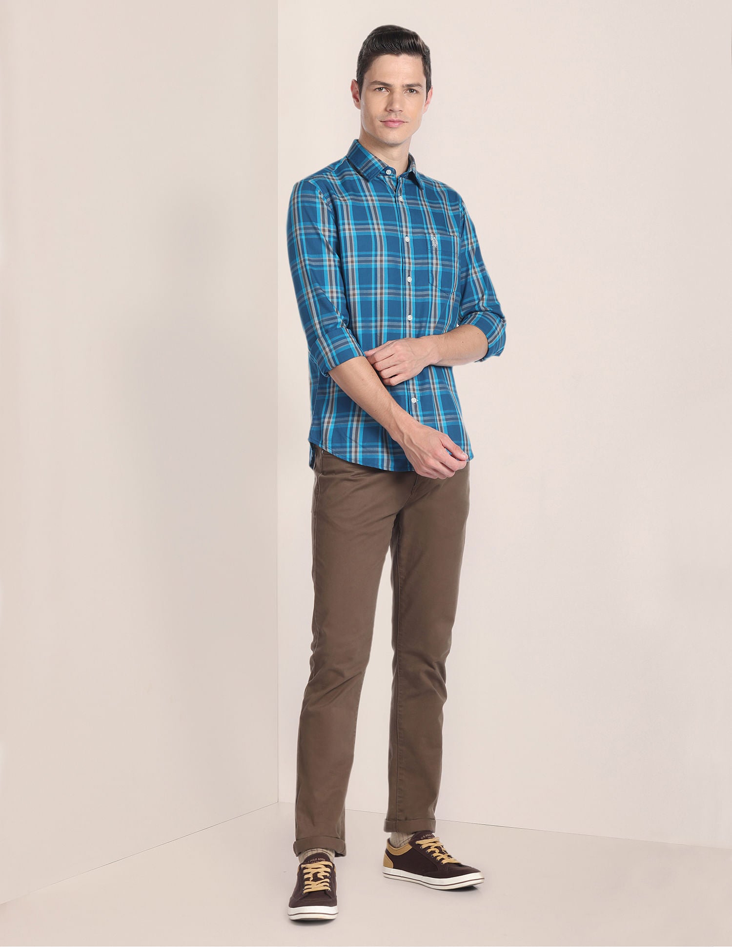 Tartan Check Twill Shirt Blue - U.S. Polo Assn. India | Large