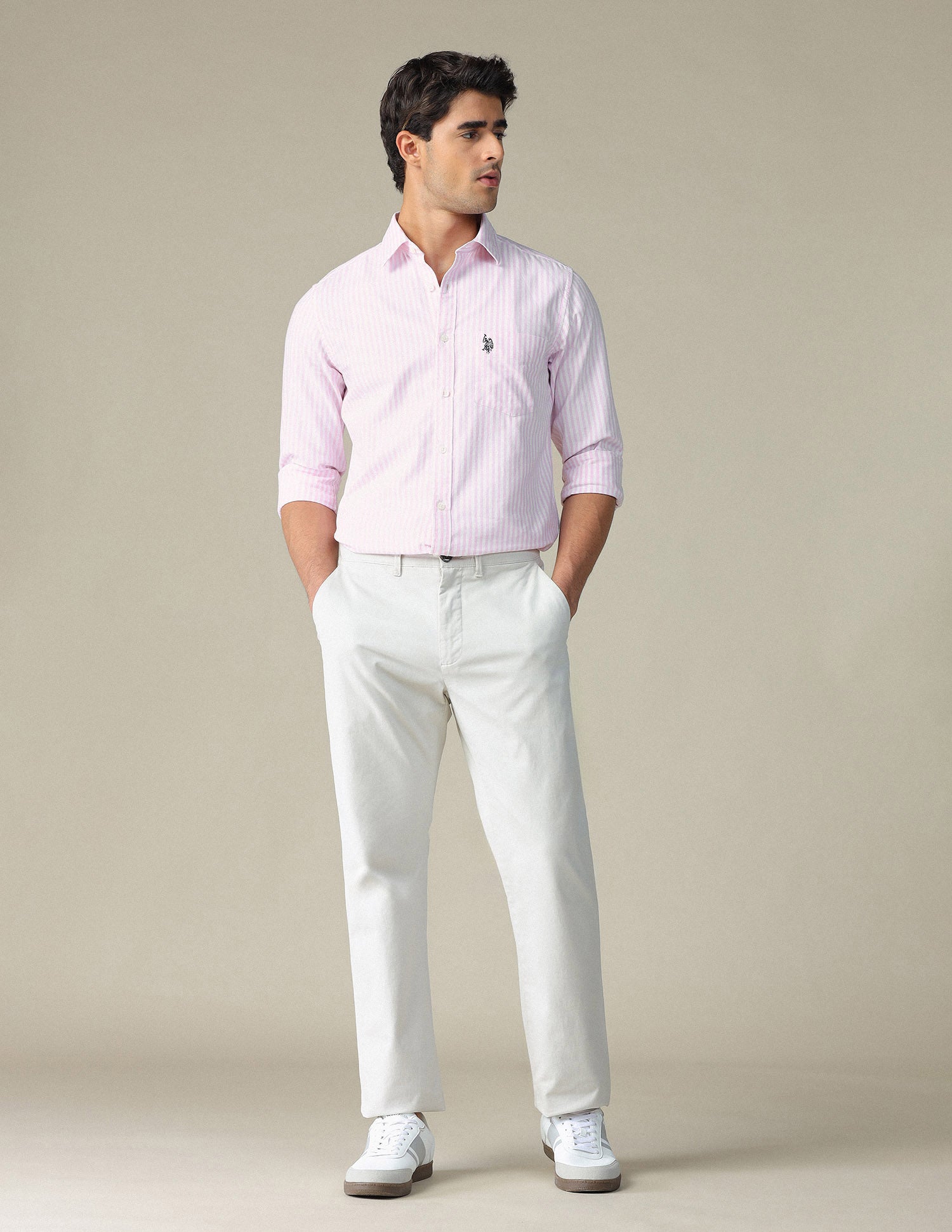 Pure Cotton Vertical Striped Shirt Pink - U.S. POLO ASSN. | Large