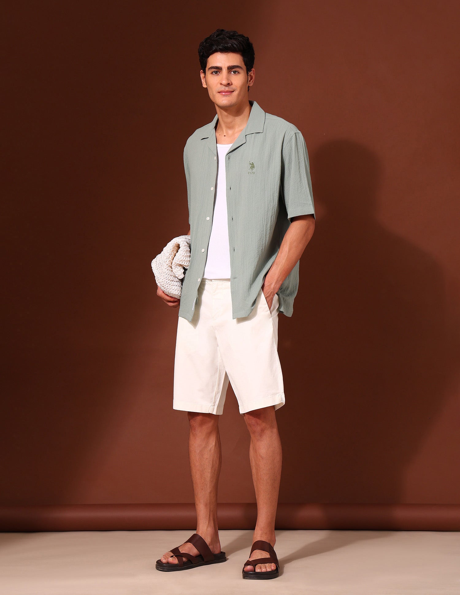 Tailored Fit Poplin Shirt Light Green - U.S. Polo Assn. India | Large