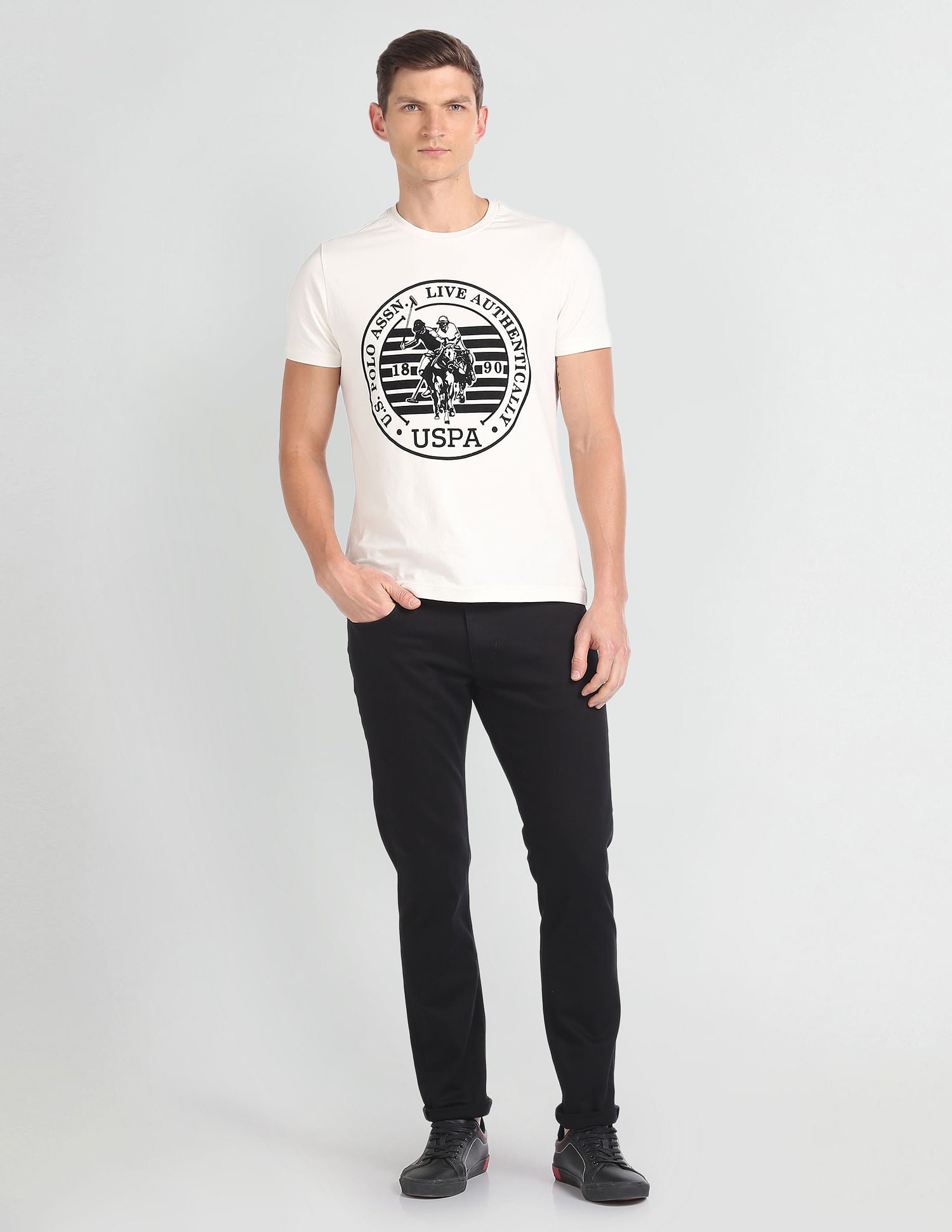 Brandon Slim Tapered Fit Blue Jeans Black - U.S. POLO ASSN. | Large