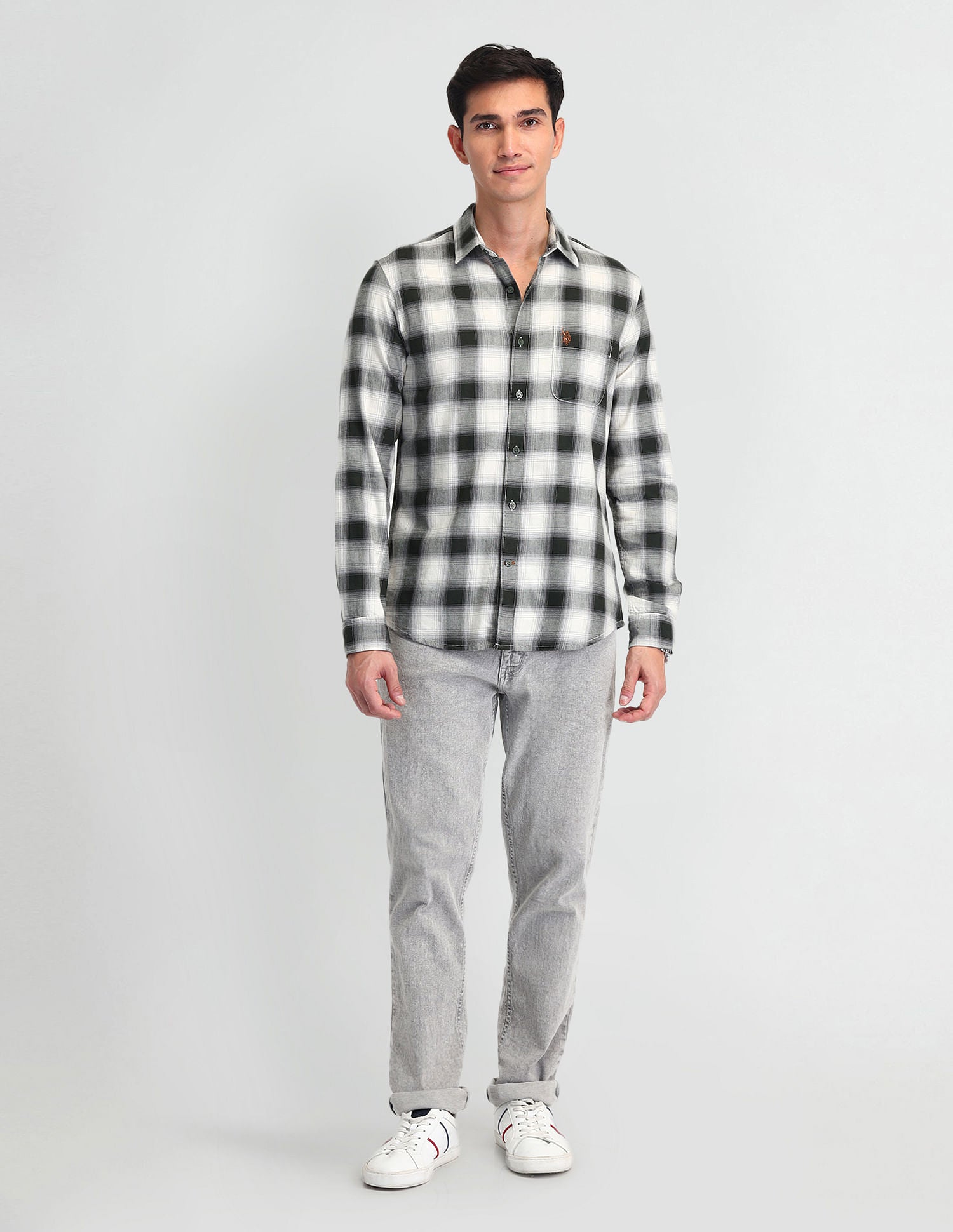 Tartan Check Regular Fit Shirt Olive - U.S. Polo Assn. India | Large