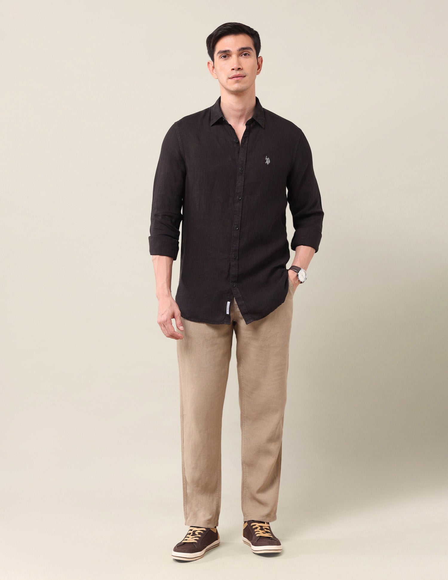 Solid Regular Shirt Choco - U.S. Polo Assn. India | Large