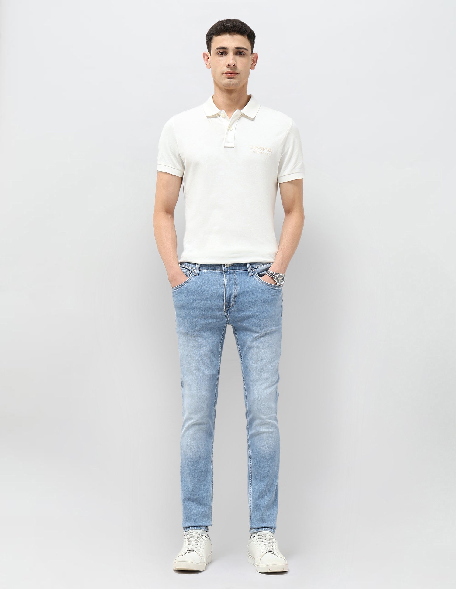 Brandon Slim Tapered Fit Blue Jeans Light Indigo - U.S. POLO ASSN. | Large