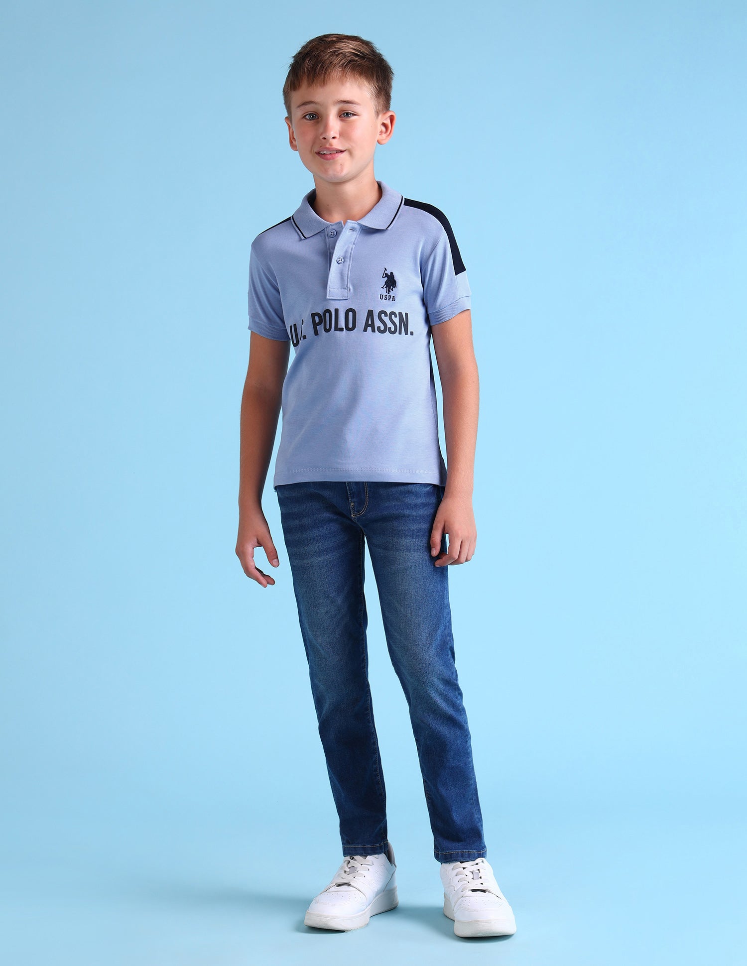 Boys Brand Printed Knitted T-Shirt Hydrangea - U.S. POLO ASSN. | Large