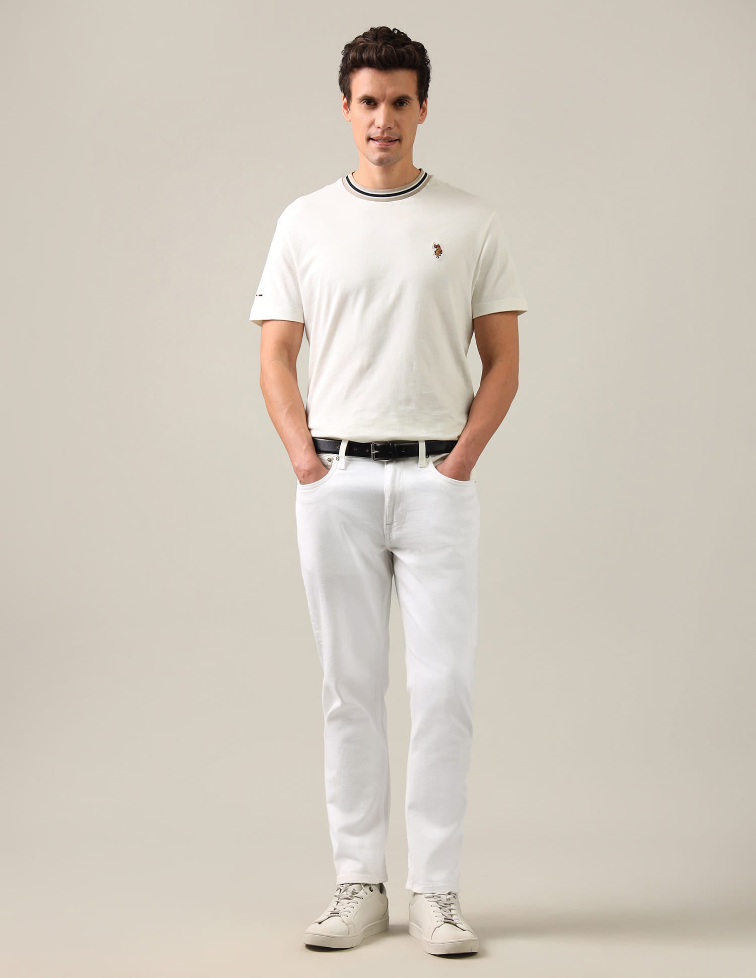 Cole Comfort Cropped Fit White Jeans White - U.S. Polo Assn. India | Large