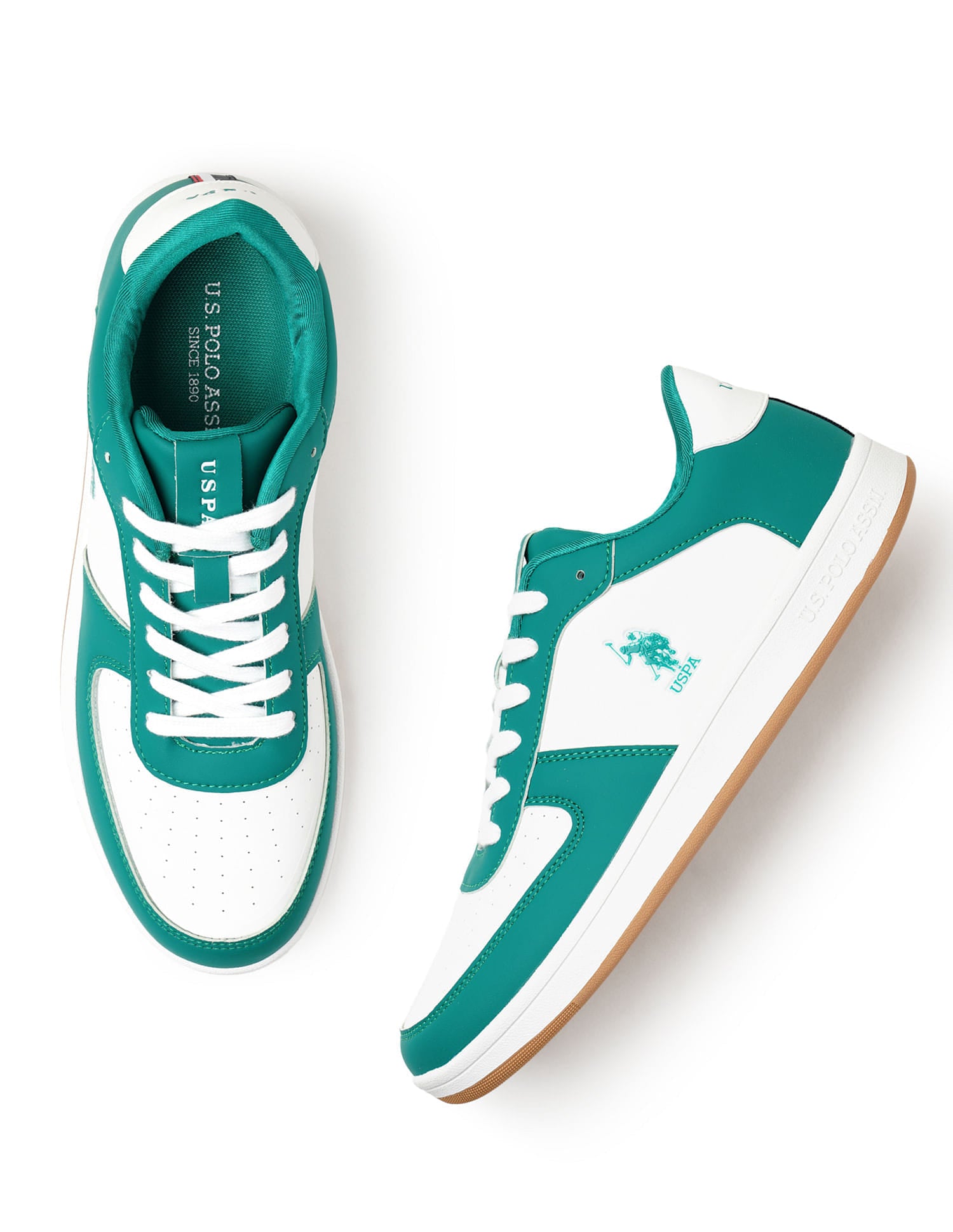 Men Rein Green Retro Court Sneakers Green - U.S. Polo Assn. India | Large
